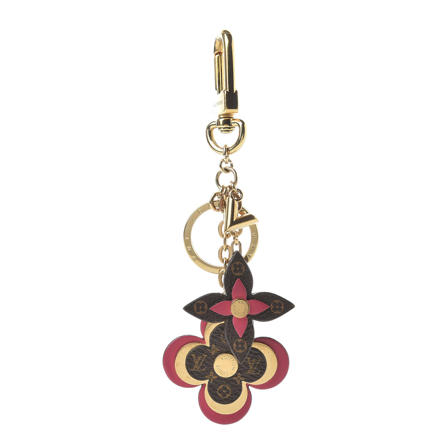 LOUIS VUITTON Monogram Blooming Flowers Bag Charm Key Holder Brown 513756