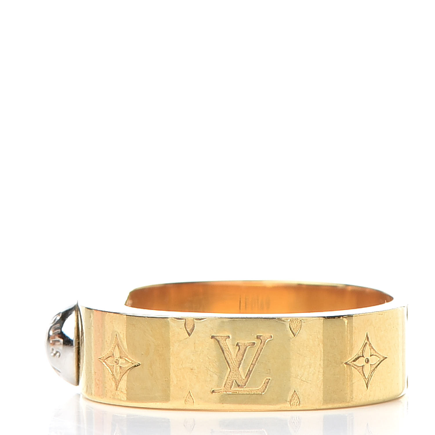 Louis Vuitton LV Volt One Band Ring, White Gold and Diamond Grey. Size 51