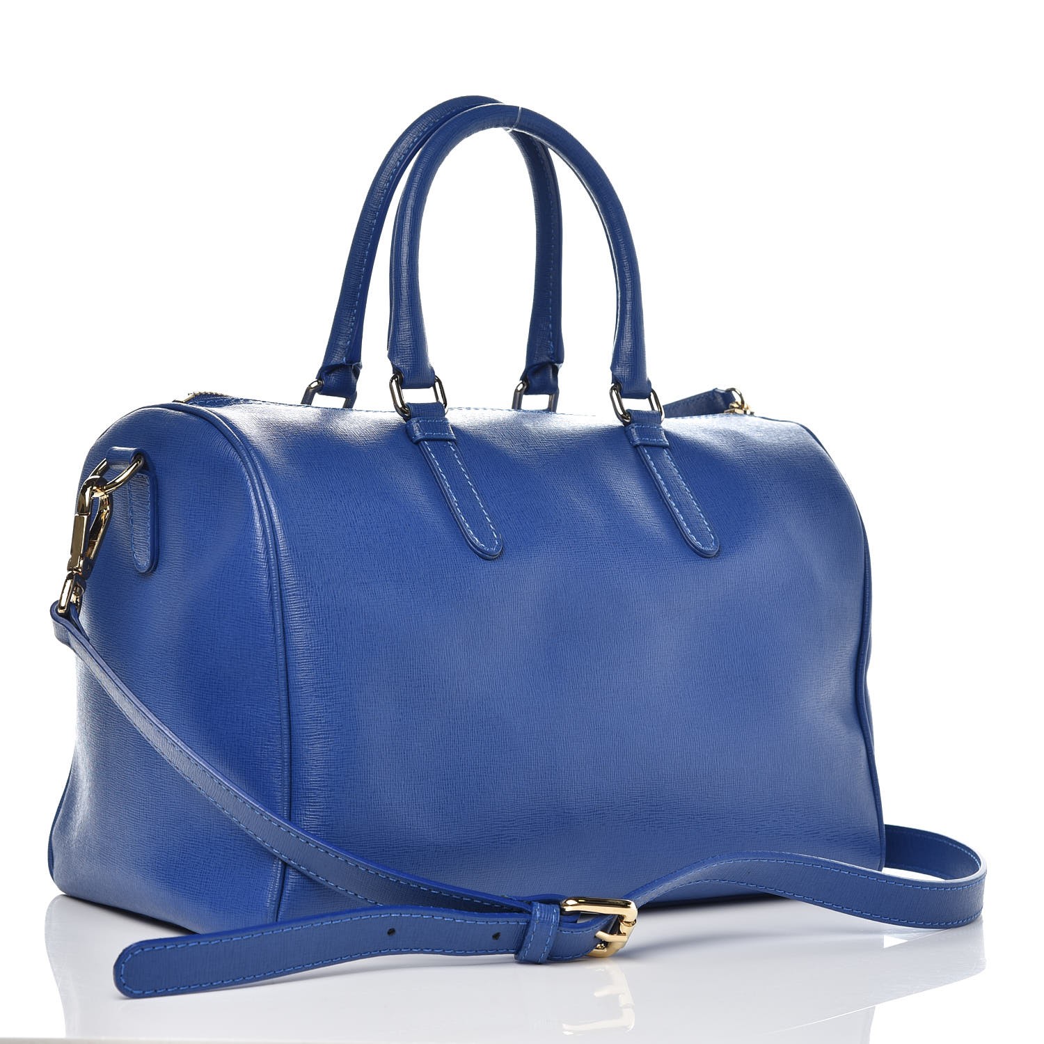 VERSACE Calfskin Saffiano Duffle Bag Blue 343993