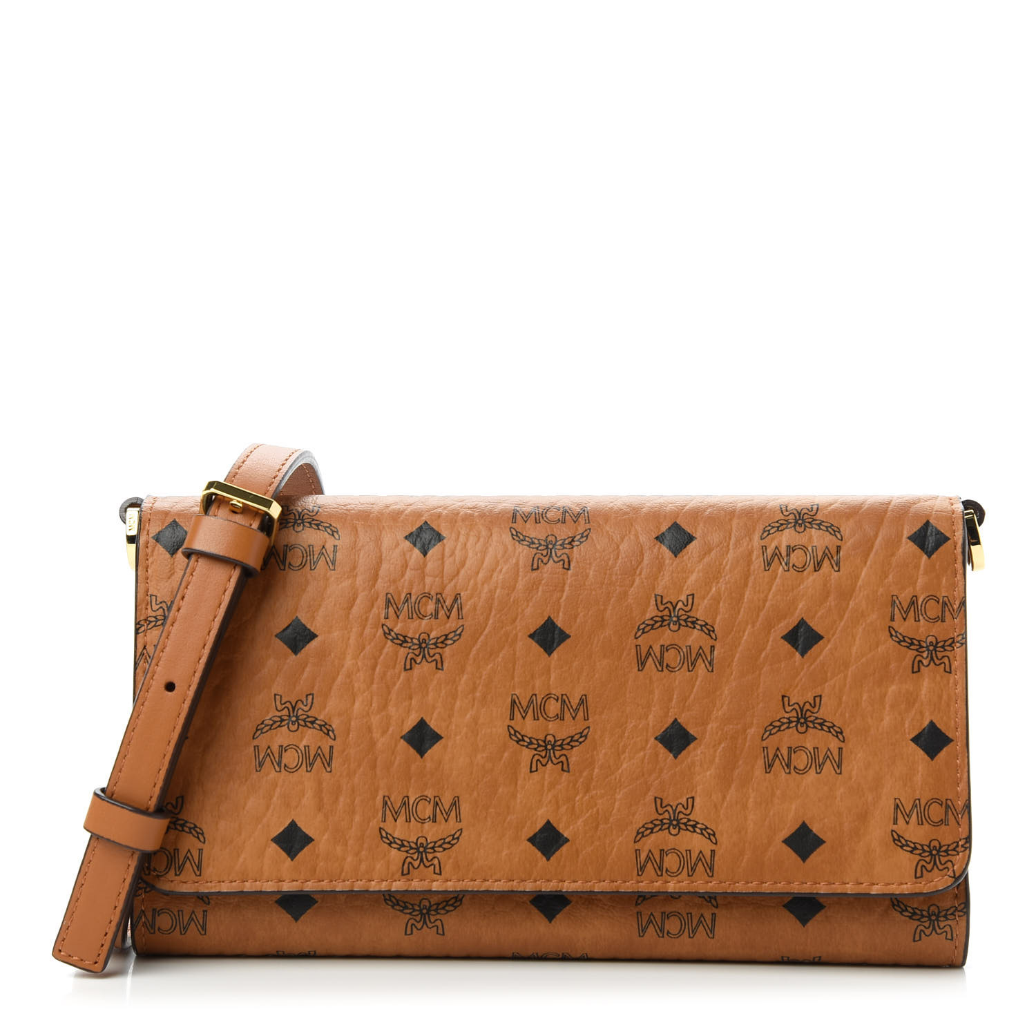 mcm coated canvas wallet on a chain