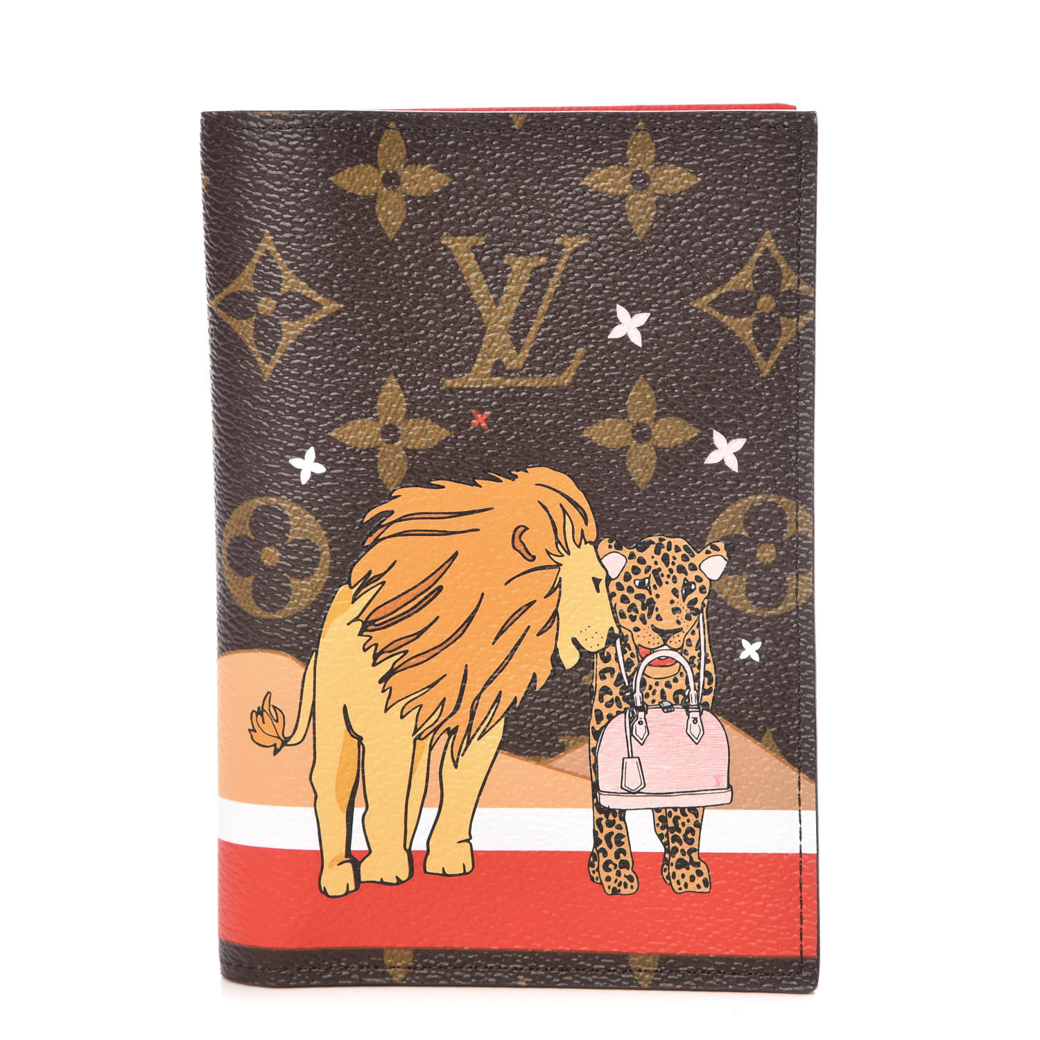 LOUIS VUITTON Monogram Lions Xmas Passport Cover 391063