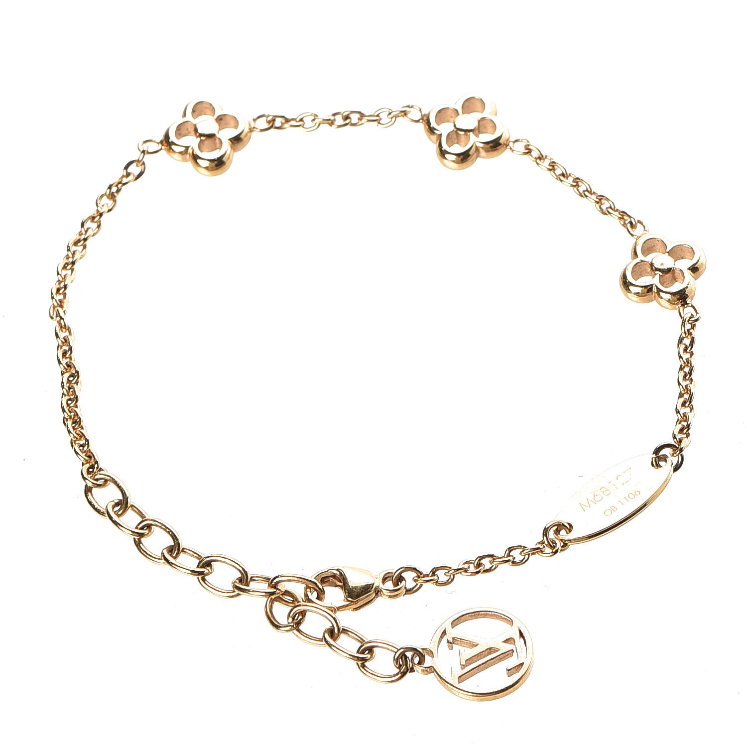 LOUIS VUITTON Brass Flower Full Bracelet Gold 391820