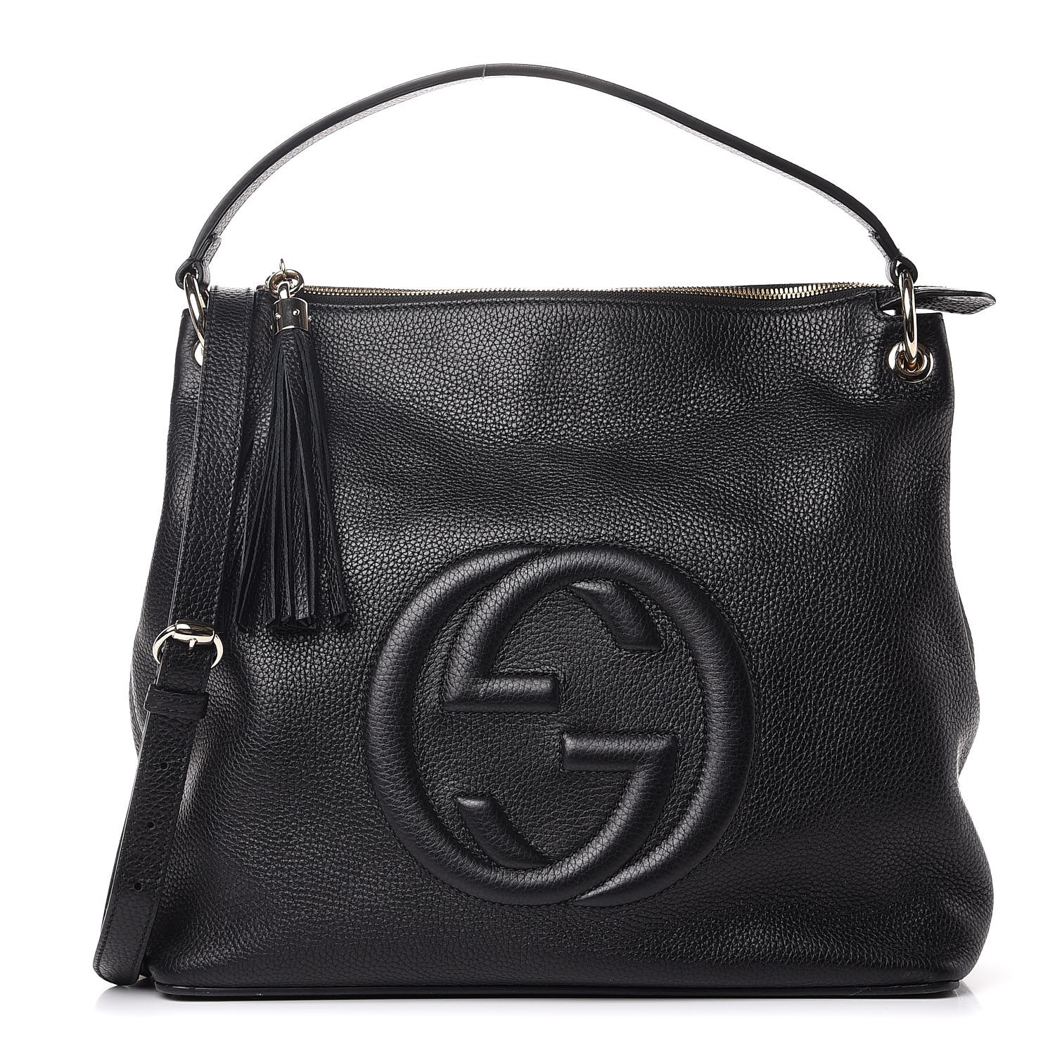 gucci soho large leather hobo bag black