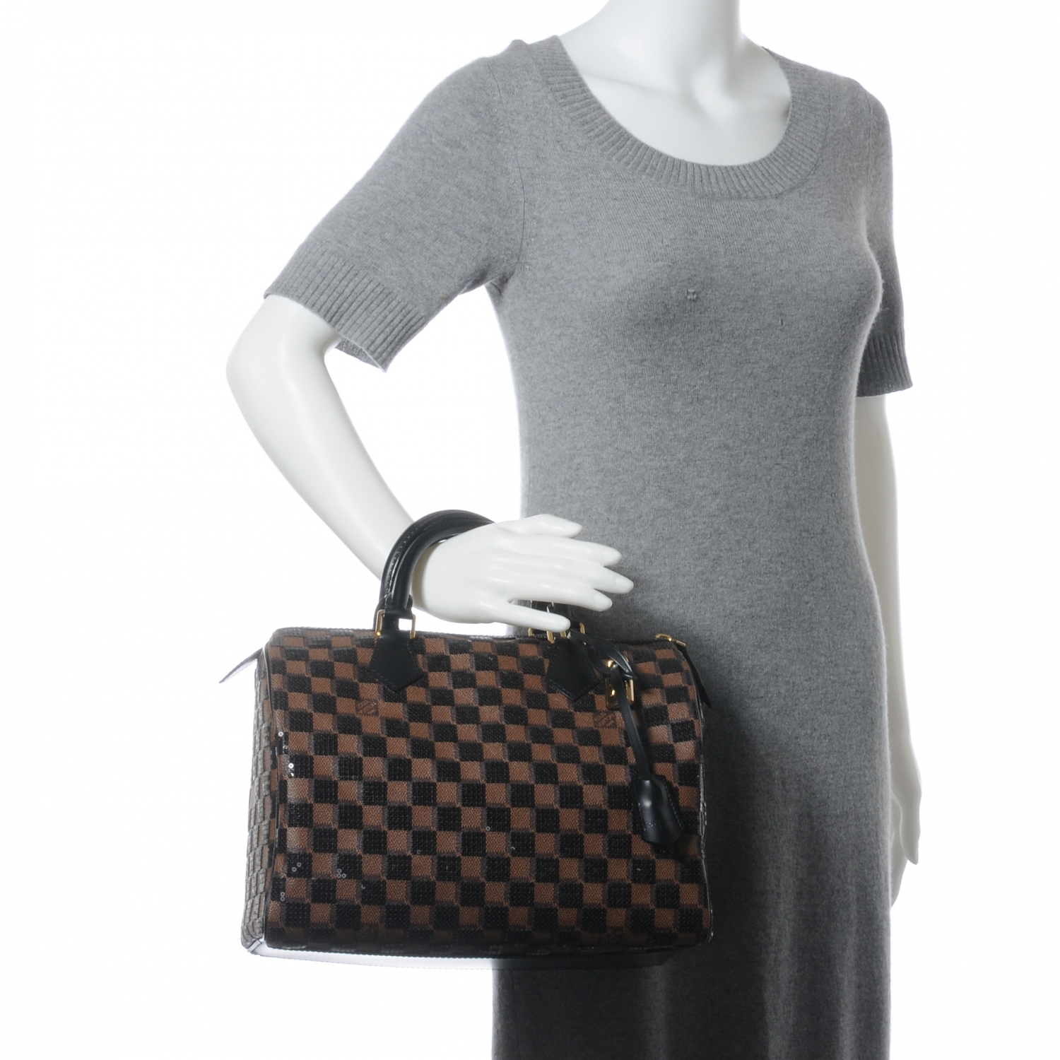 LOUIS VUITTON Damier Paillettes Speedy 30 Black 44569