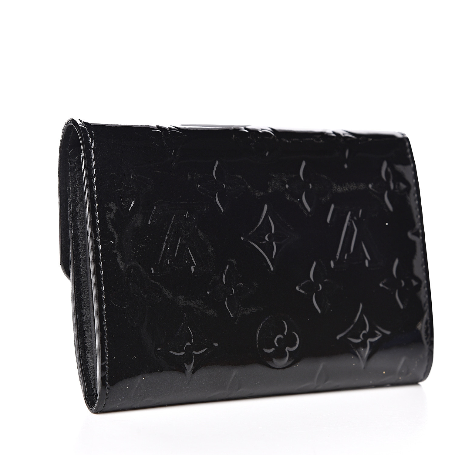 sarah compact wallet louis vuitton LOUIS VUITTON Vernis Sarah Compact Wallet Noir Magnetique 535556