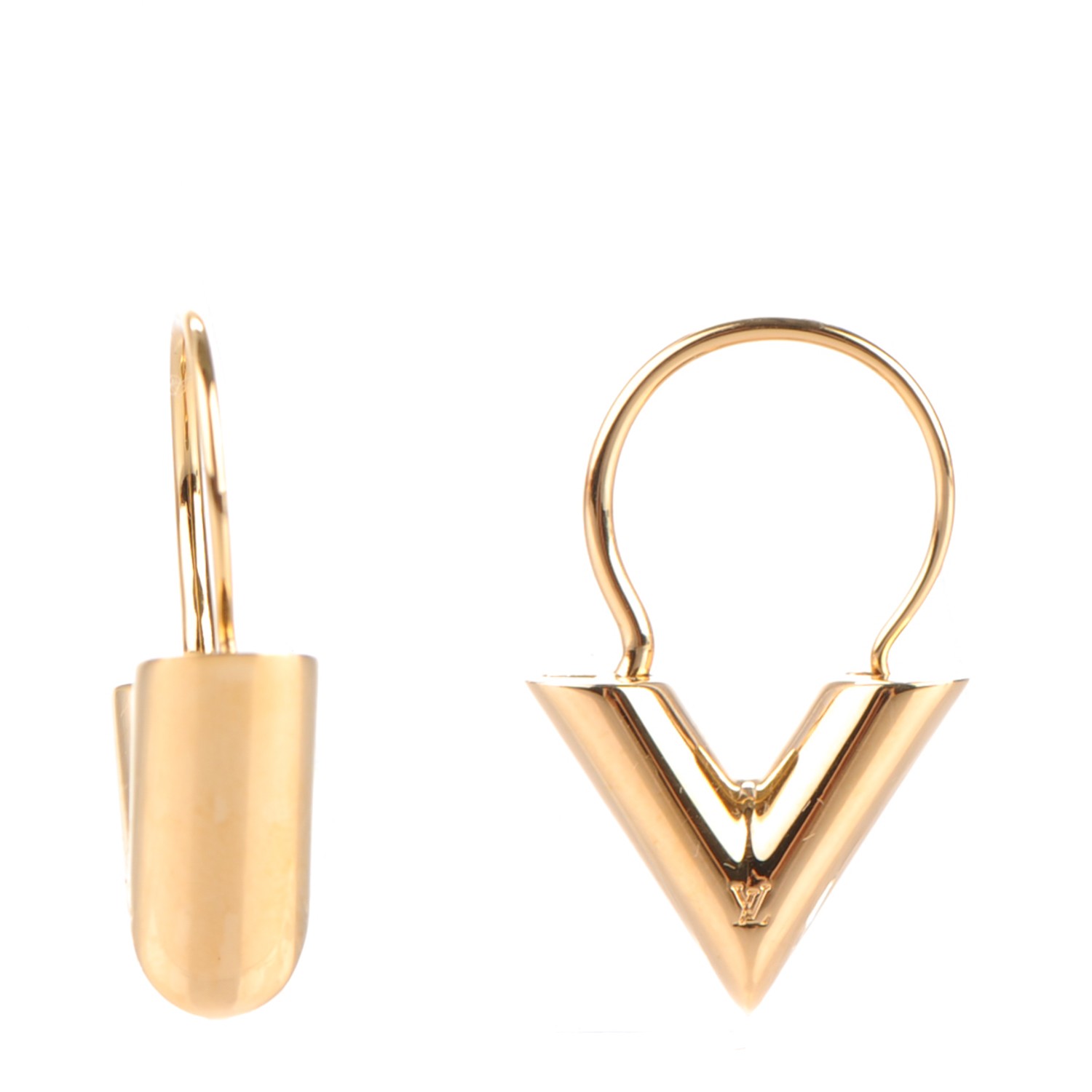 LOUIS VUITTON Essential V Hoop Earrings Gold 166052