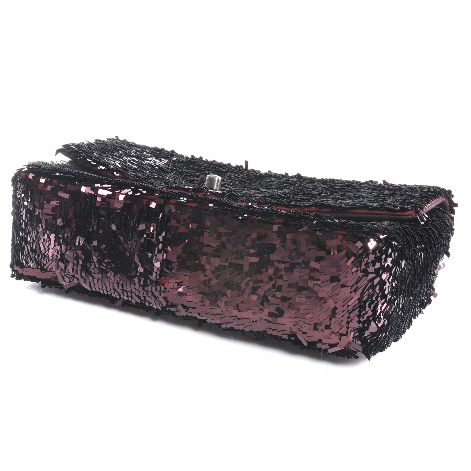 CHANEL Sequin Embroidered Medium Flap Bordeaux 48711