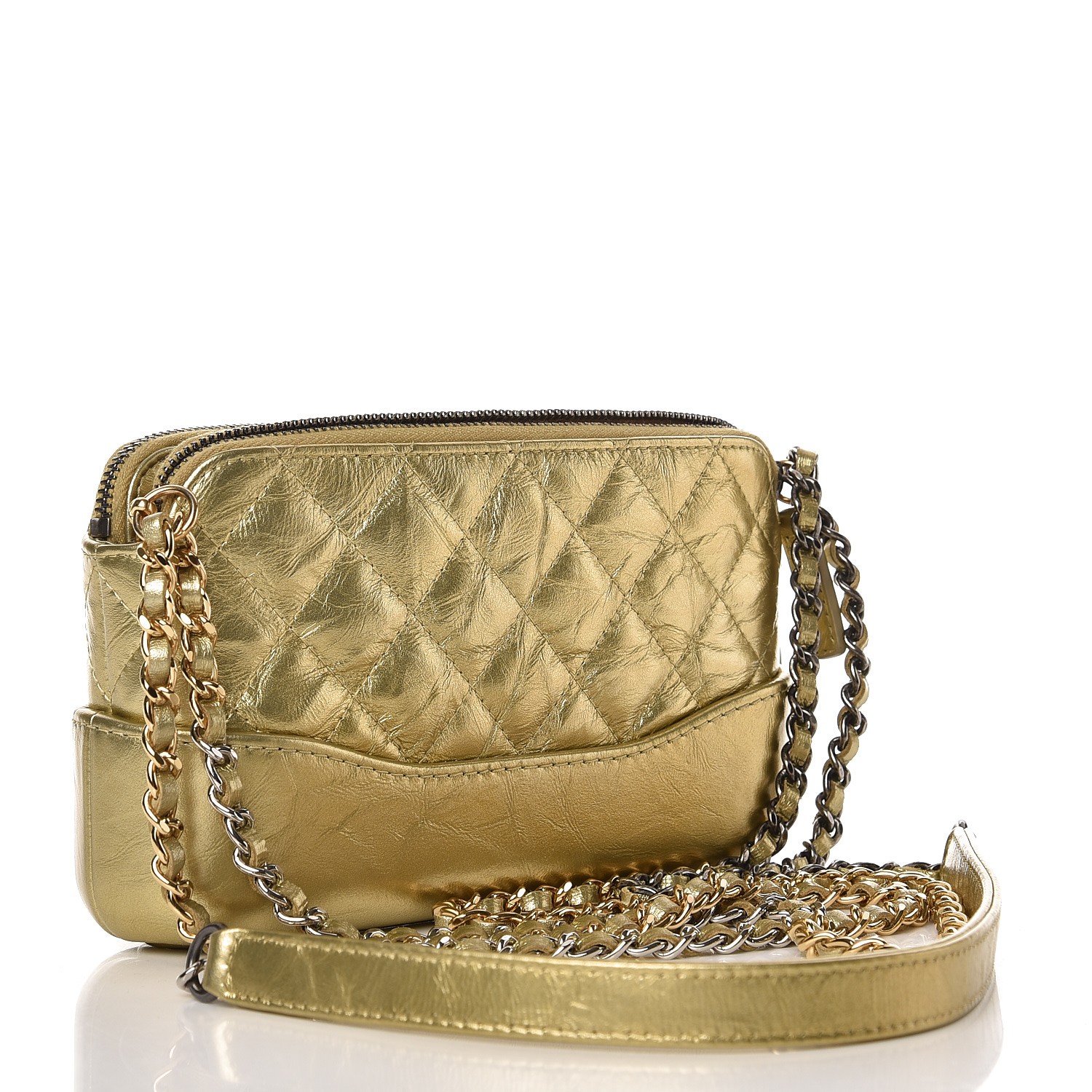 CHANEL Metallic Aged Calfskin Quilted Small Gabrielle Clutch With Chain ...