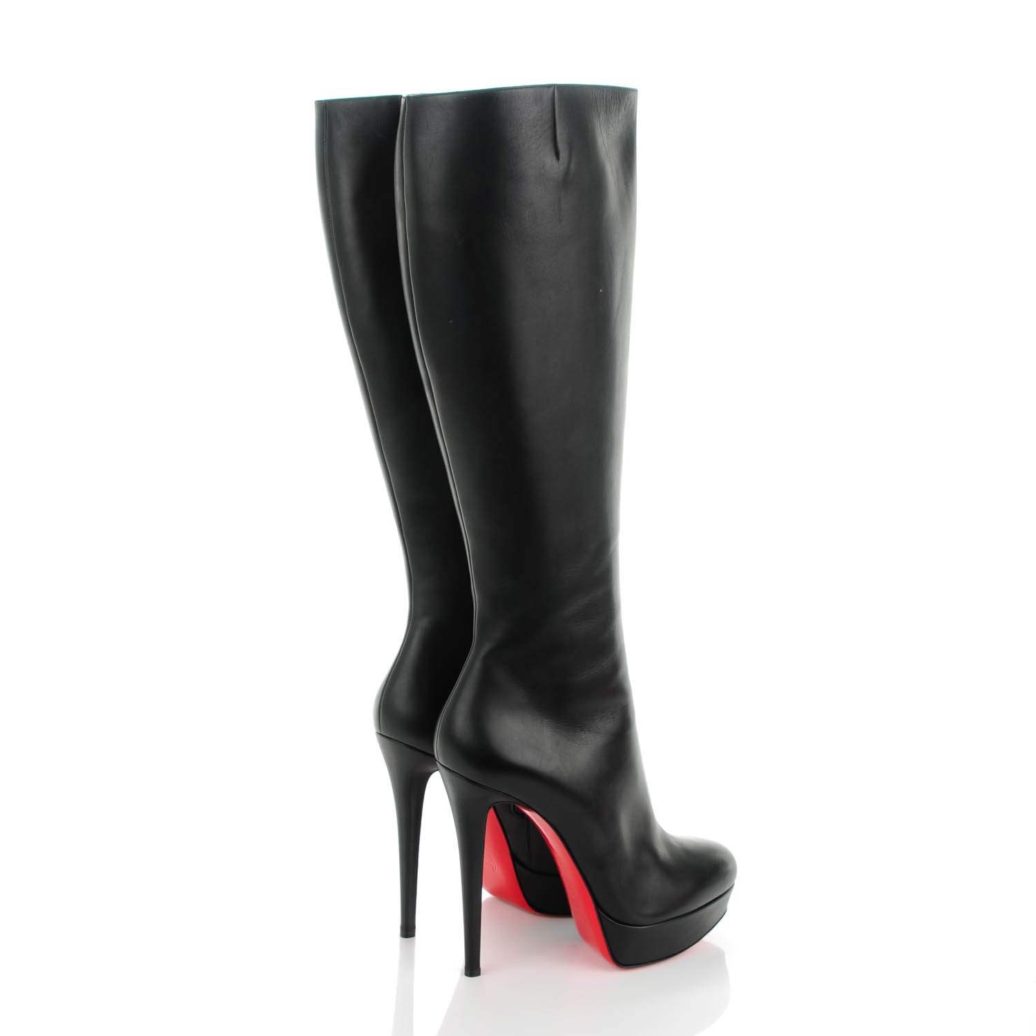 CHRISTIAN LOUBOUTIN Calfskin Bianca Botta 140 Knee Boots 41 Black ...