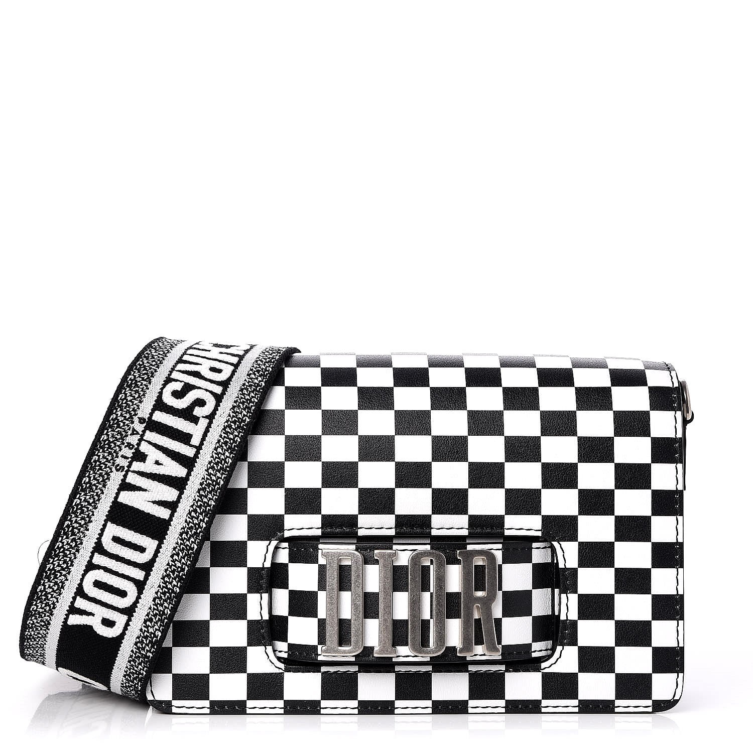 black and white checkered purse dior