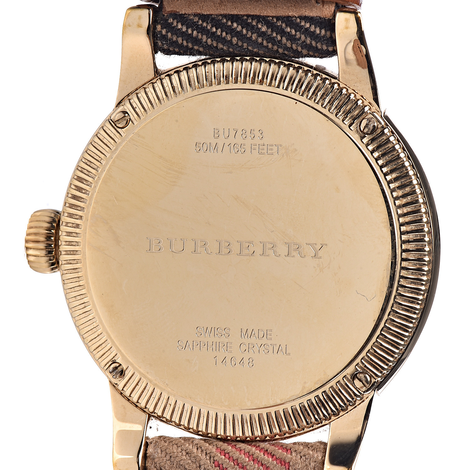 BURBERRY Stainless Steel Calfskin 38mm BU7853 Quartz Watch Gold 480647