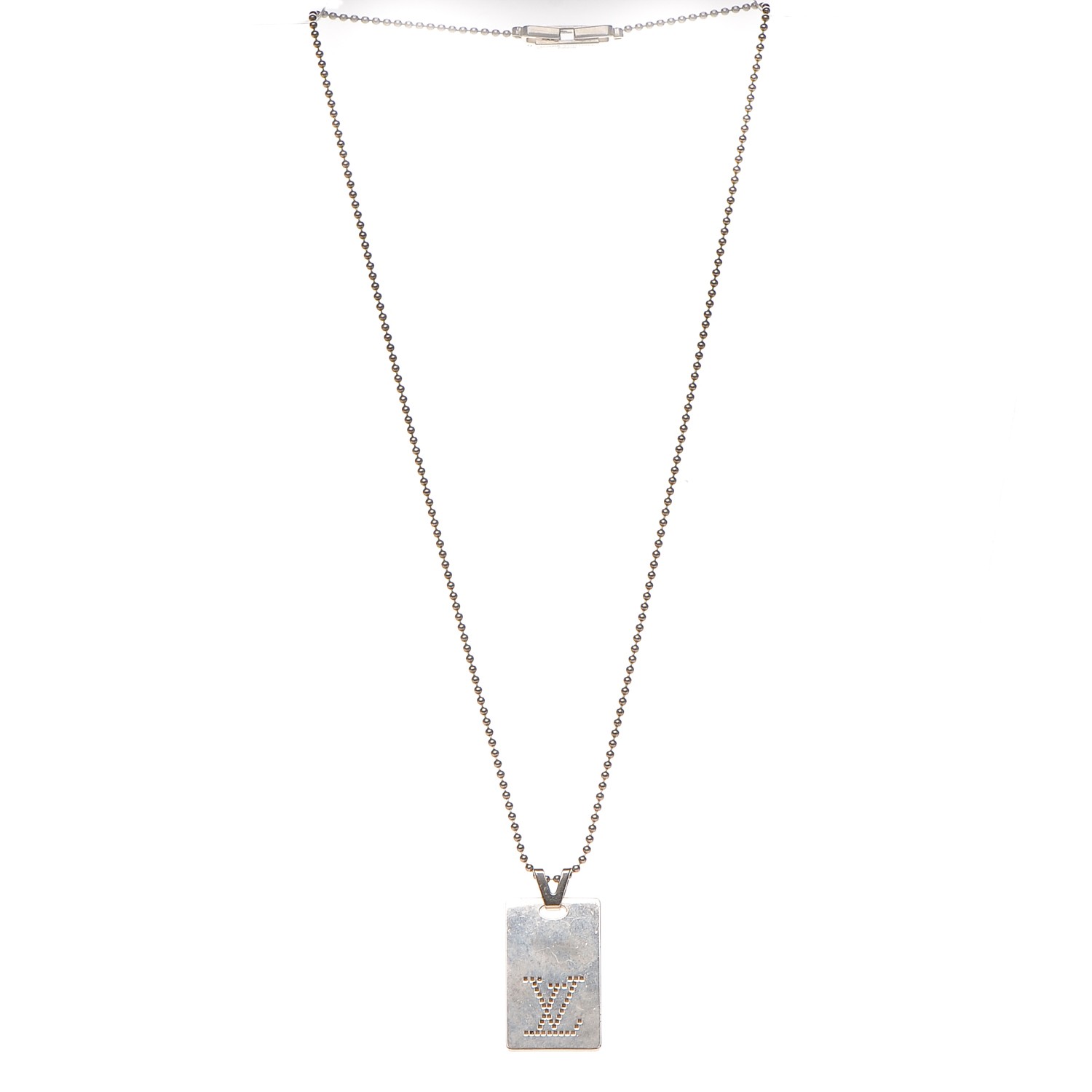 LOUIS VUITTON Sterling Silver Tag Necklace 201722
