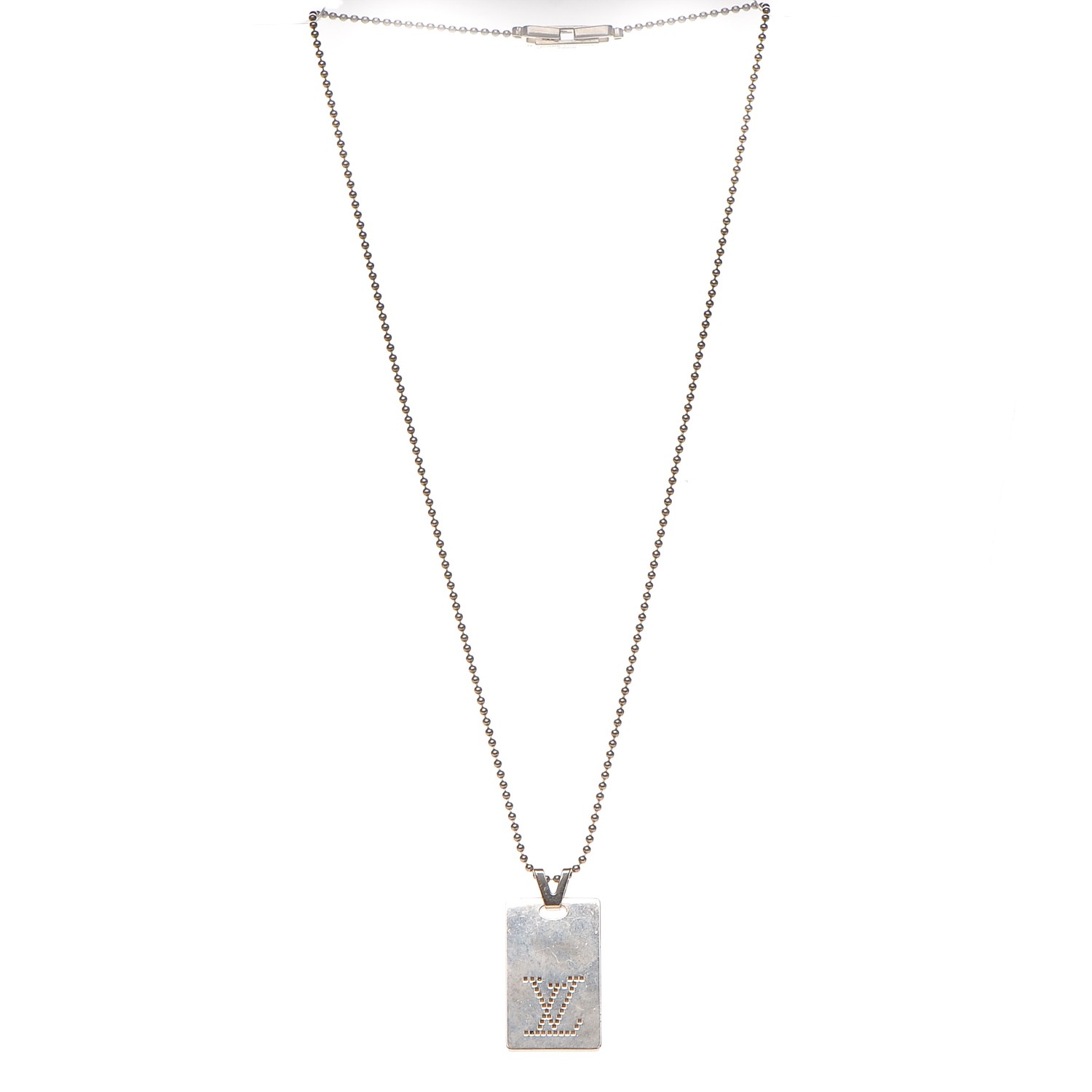 LOUIS VUITTON Sterling Silver Lockit Necklace 187652