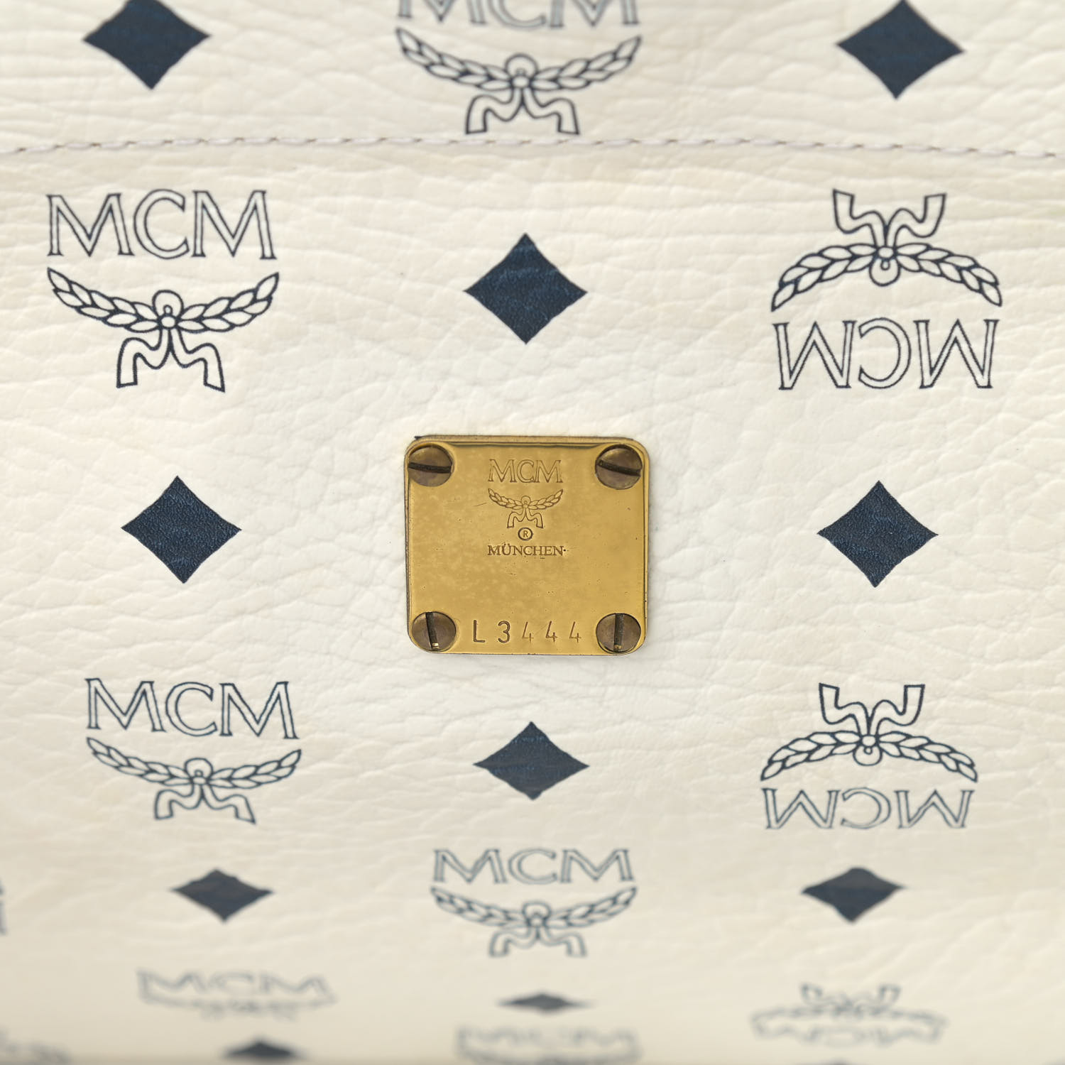 Mcm Lambskin Coated Canvas Monogram Chain Tote White 8028 Fashionphile
