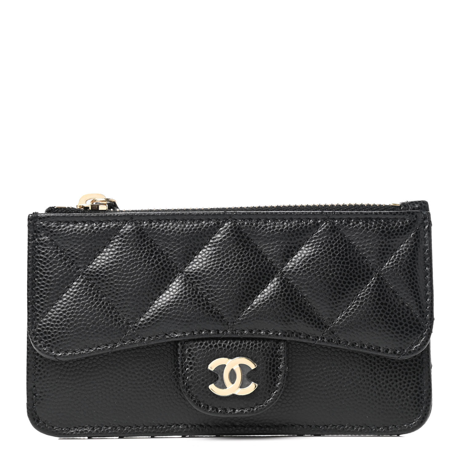 chanel zip card holder