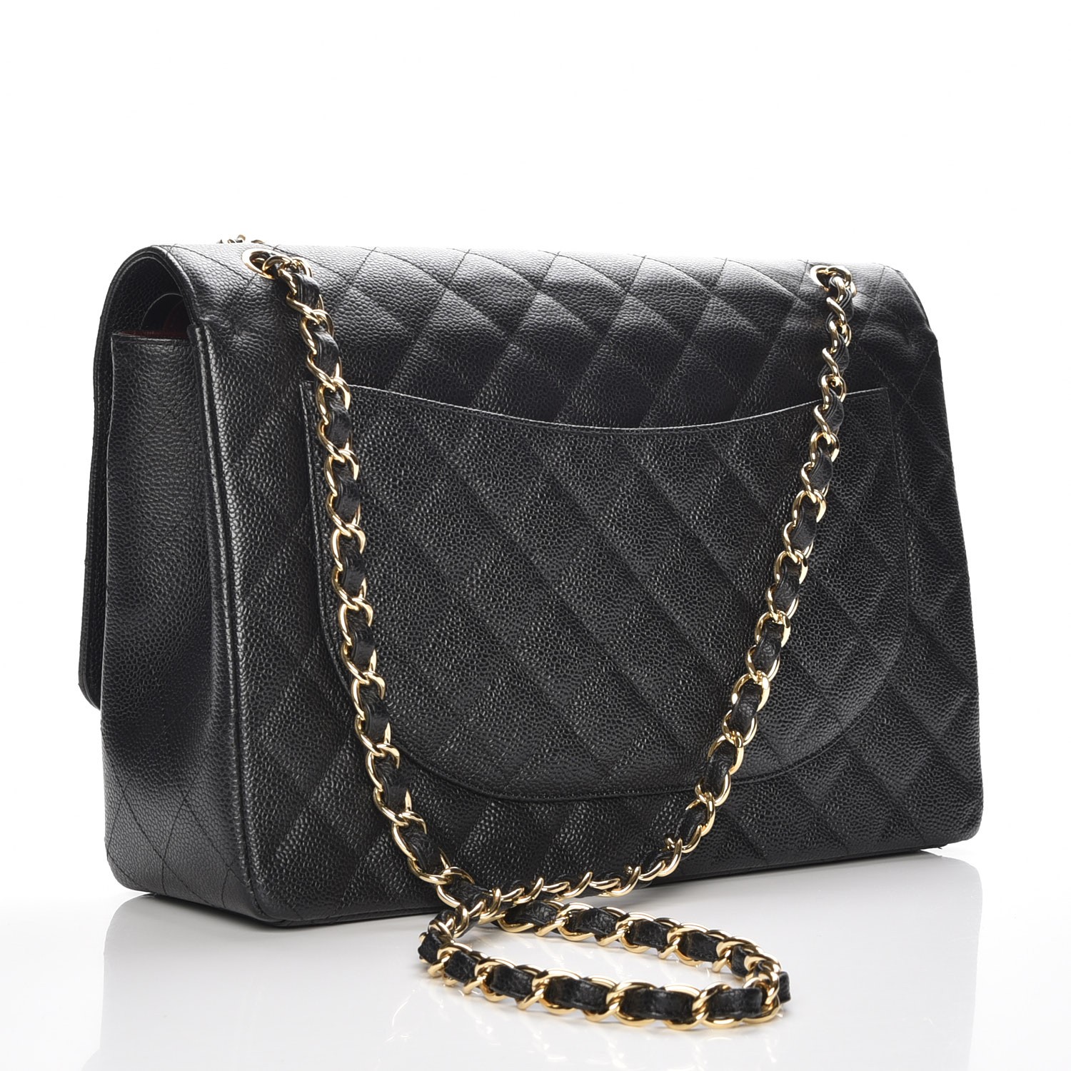 CHANEL Caviar Quilted Maxi Double Flap Black 214725 | FASHIONPHILE