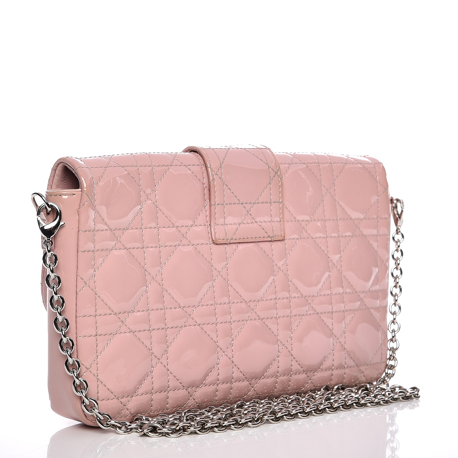 CHRISTIAN DIOR Patent Cannage New Lock Pouch Light Pink 214738