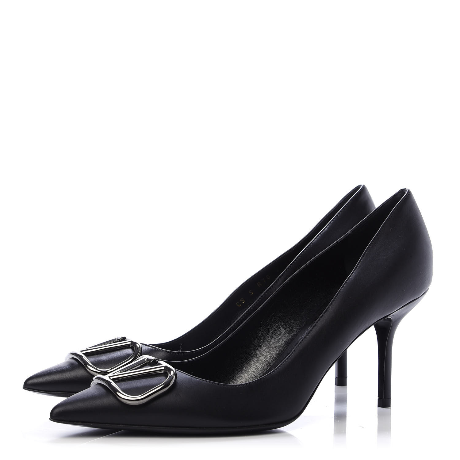 VALENTINO Calfskin Vlogo Signature 80 Pumps 40.5 Black 625947