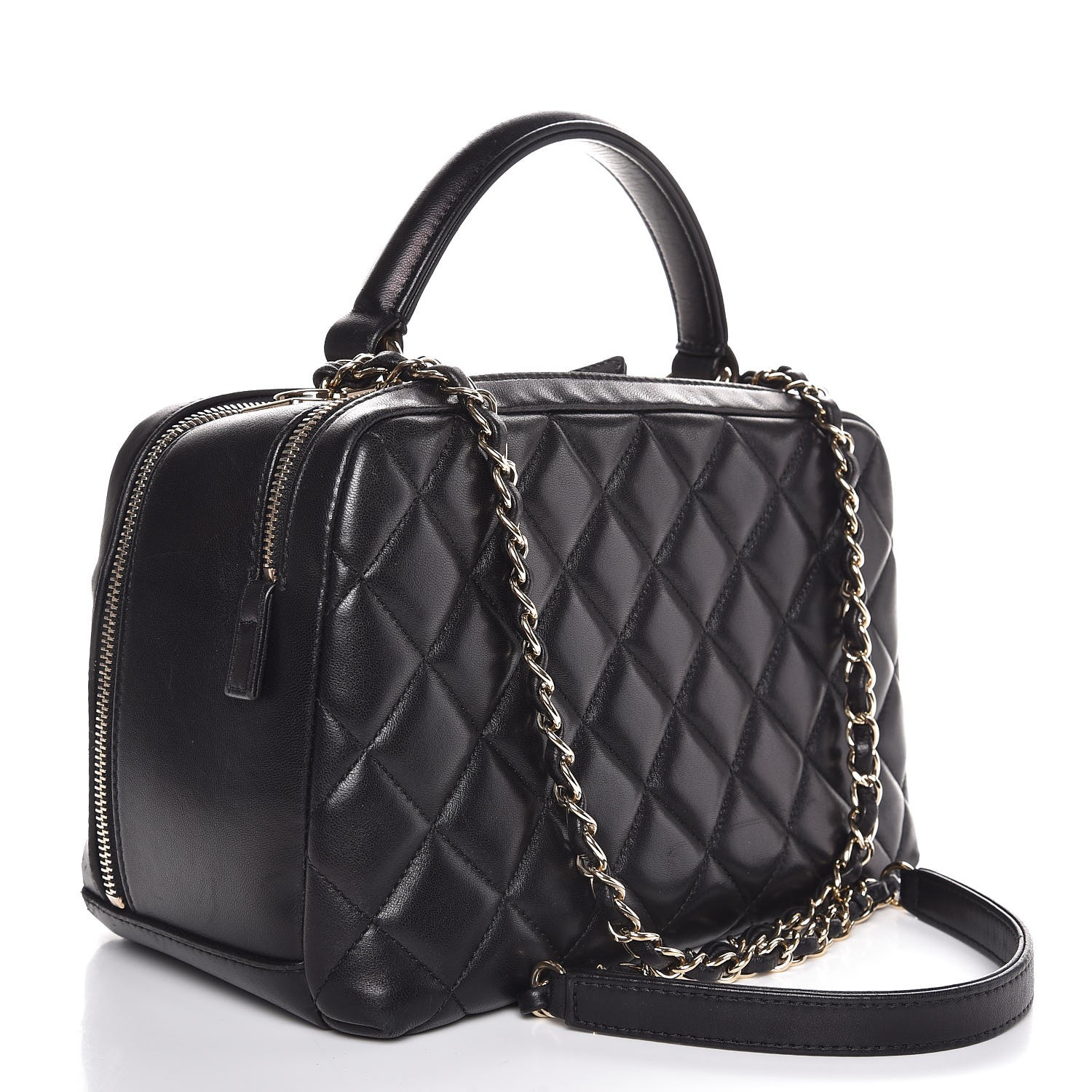 CHANEL Lambskin Quilted Small Trendy CC Bowling Bag Black 295307