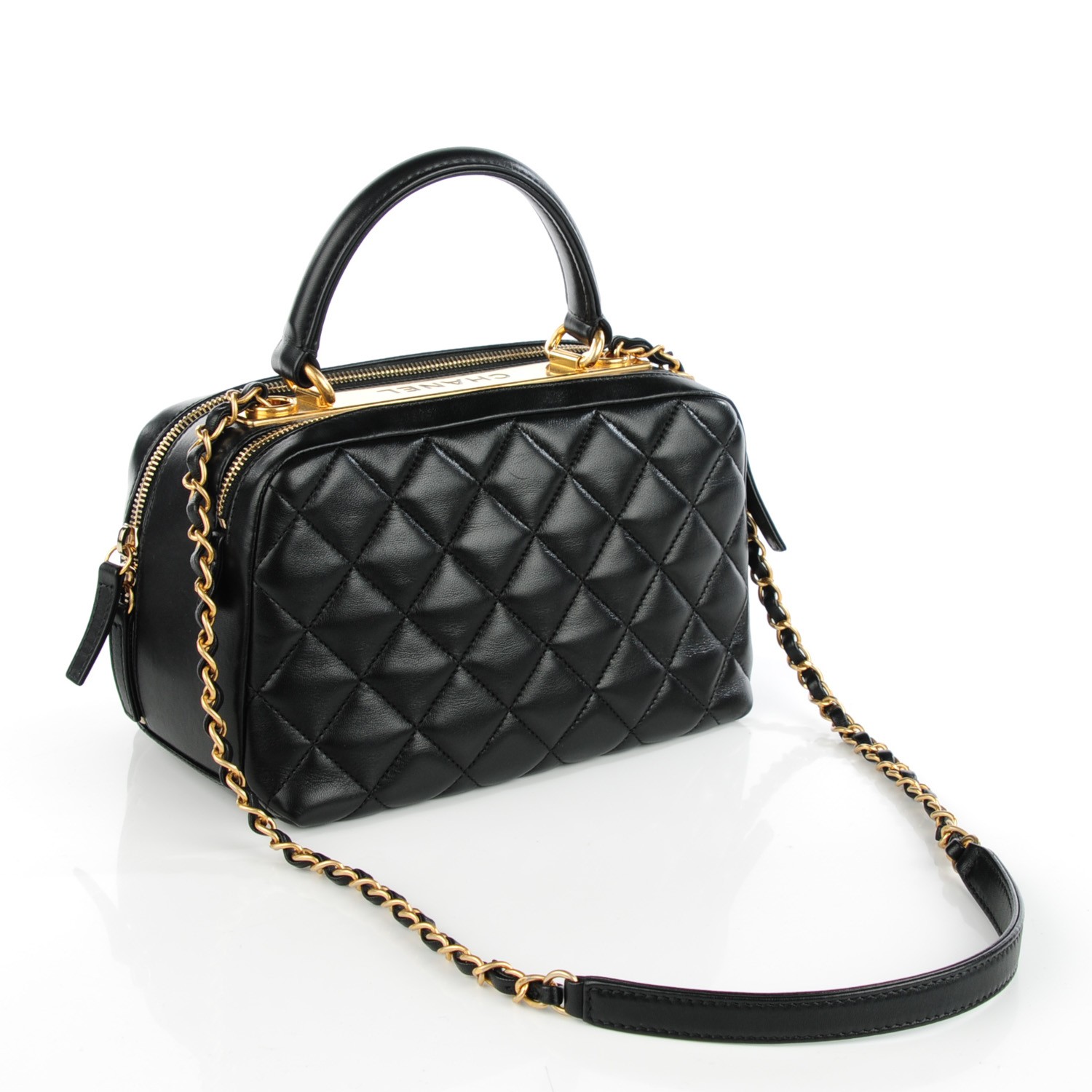 CHANEL Lambskin Quilted Small Trendy CC Bowling Bag Black 133423 ...