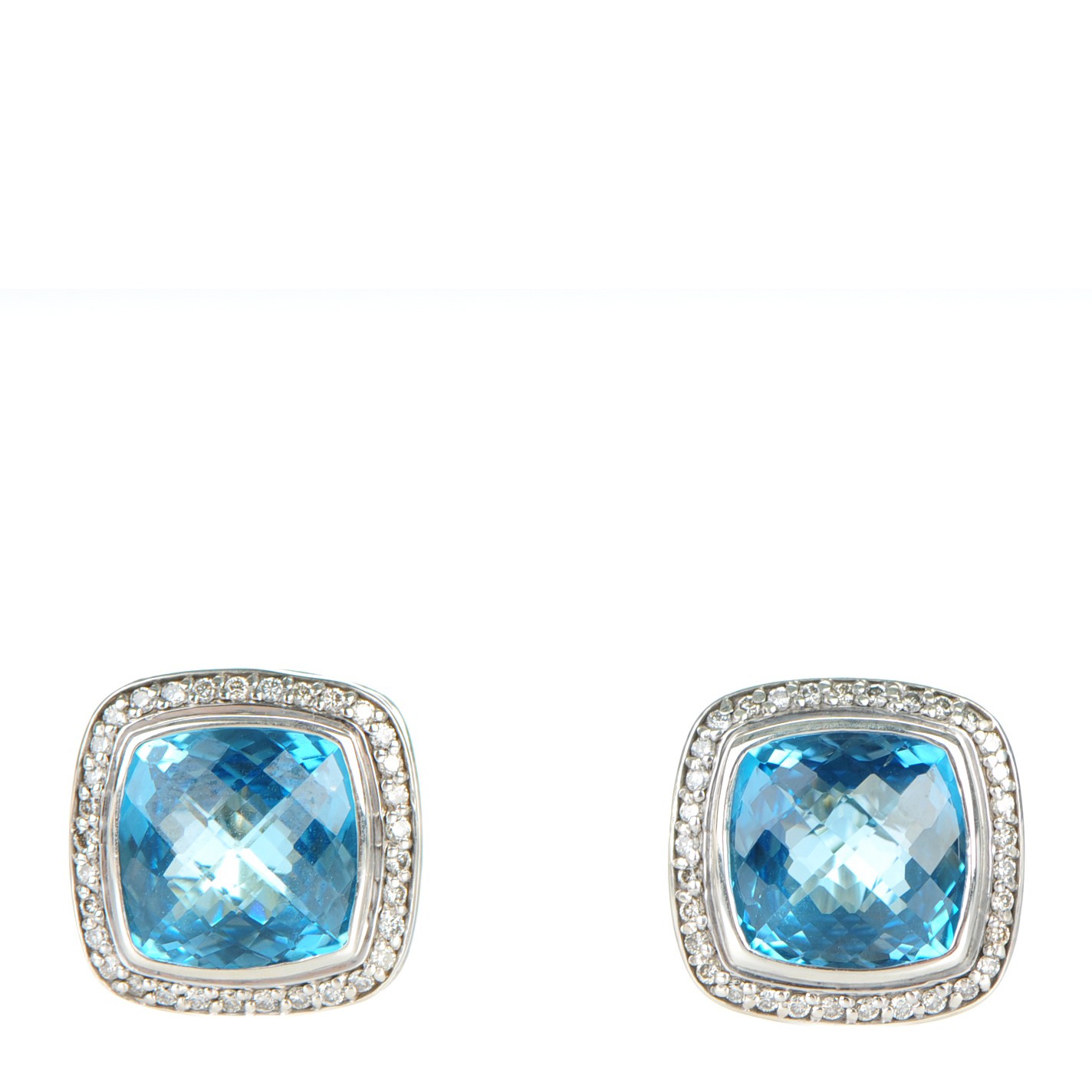 DAVID YURMAN Sterling Silver Diamond Blue Topaz 11mm Albion Earrings ...