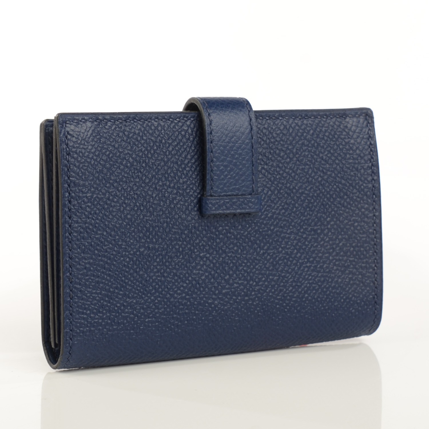 HERMES Epsom Bearn Card Holder Wallet Bleu Saphir 114962