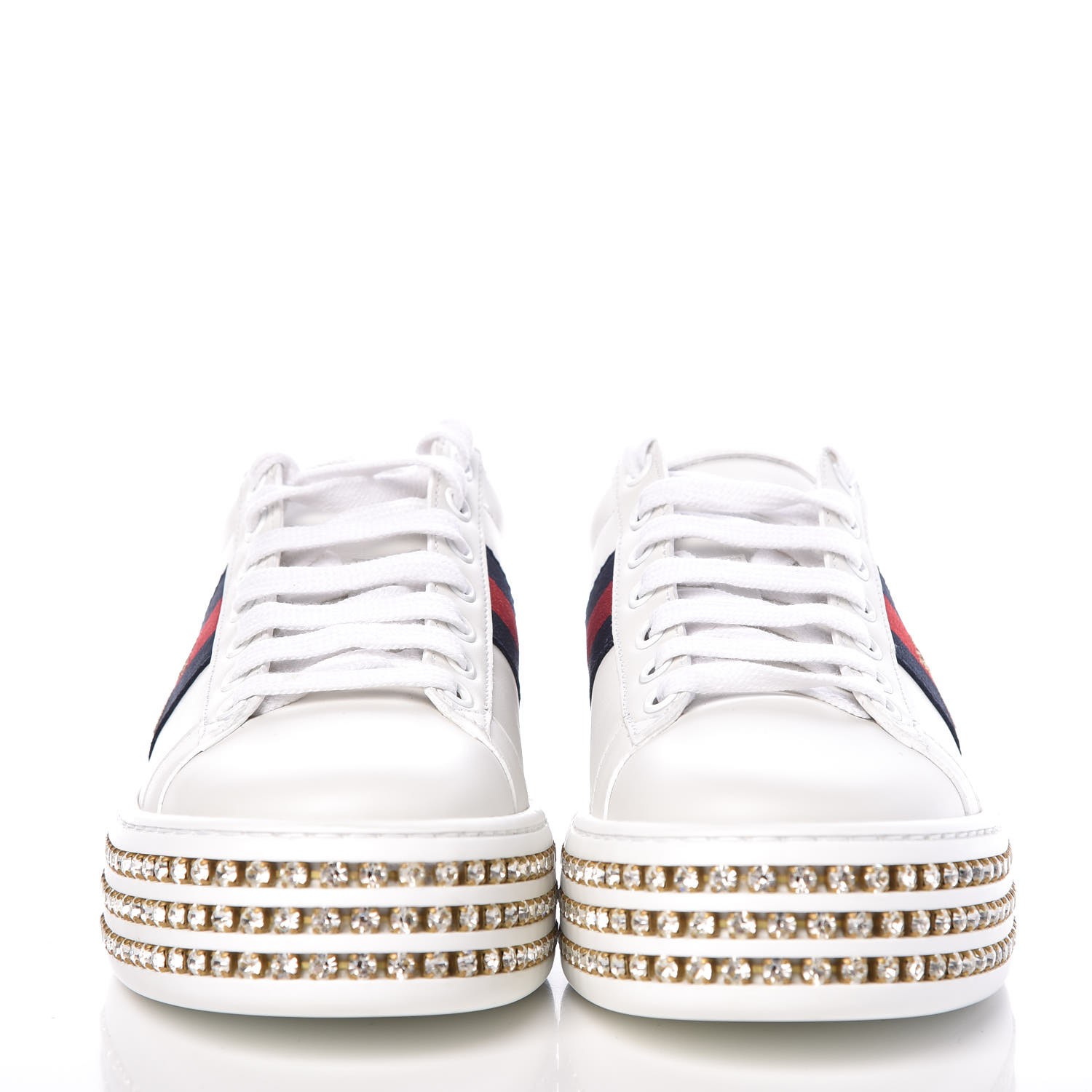 gucci ace platform sneakers with crystals