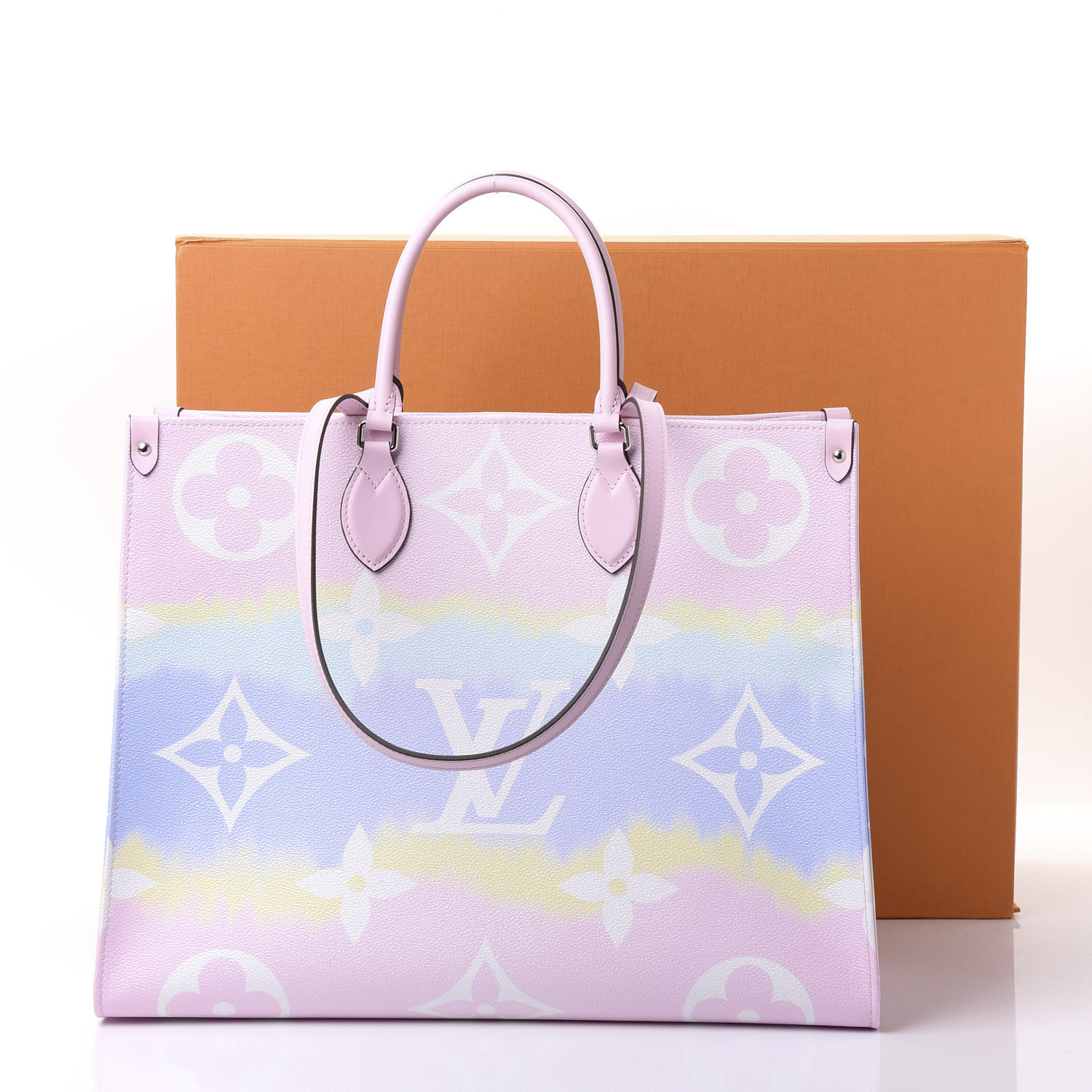 Louis+Vuitton+OnTheGo+Tote+GM+Pastel+Pink+Canvas for sale online