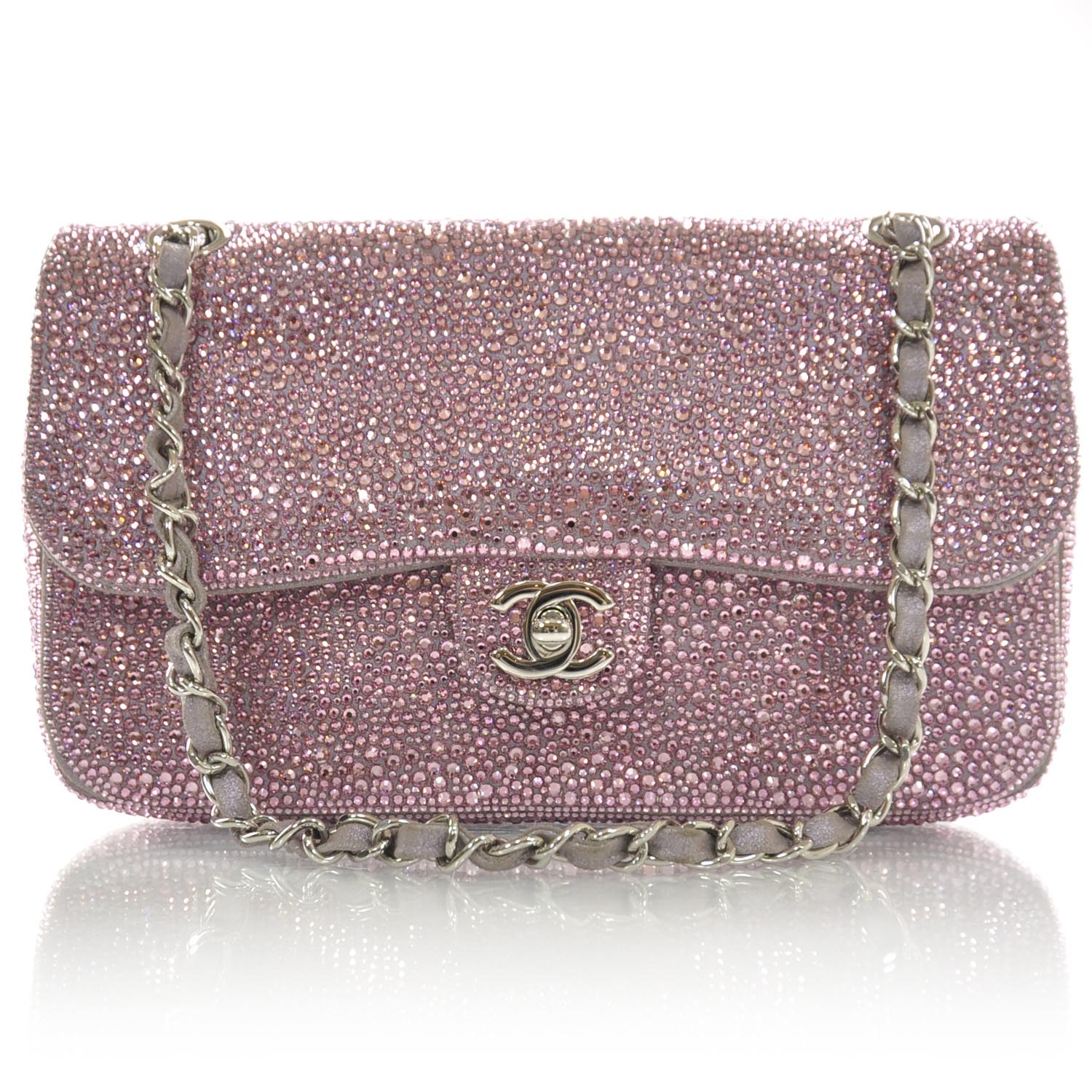 Chanel Strass Encrusted Sparkle Beauty Medium Flap Pink