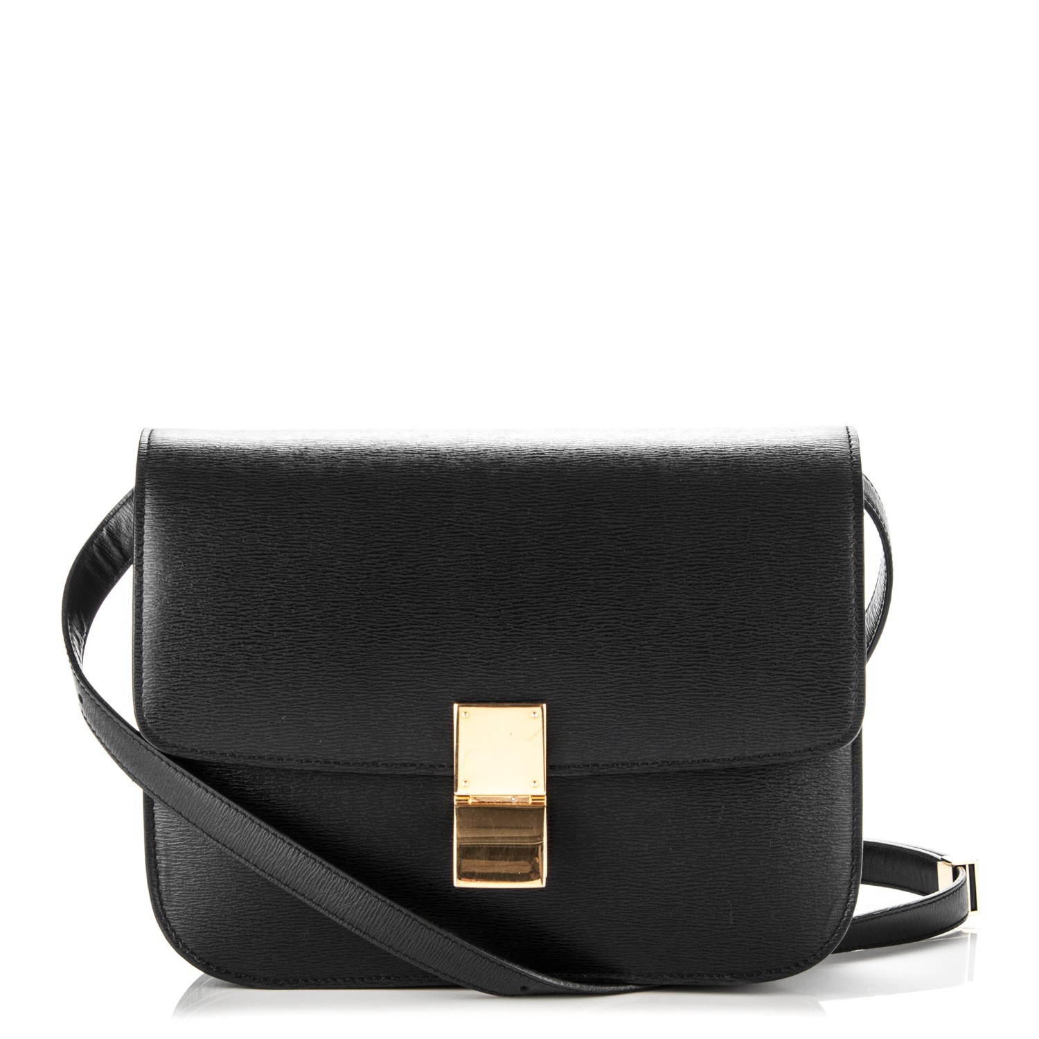 CELINE Liege Calfskin Medium Classic Box Bag Black 180768