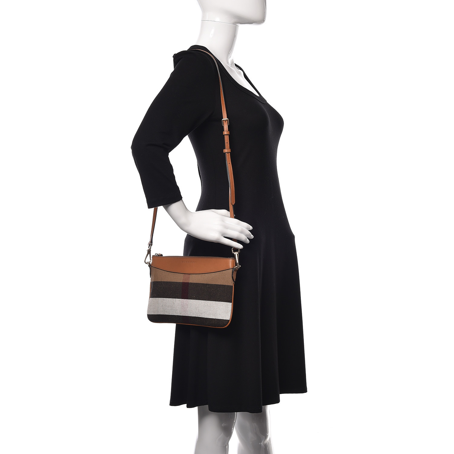 burberry house check and leather clutch bag