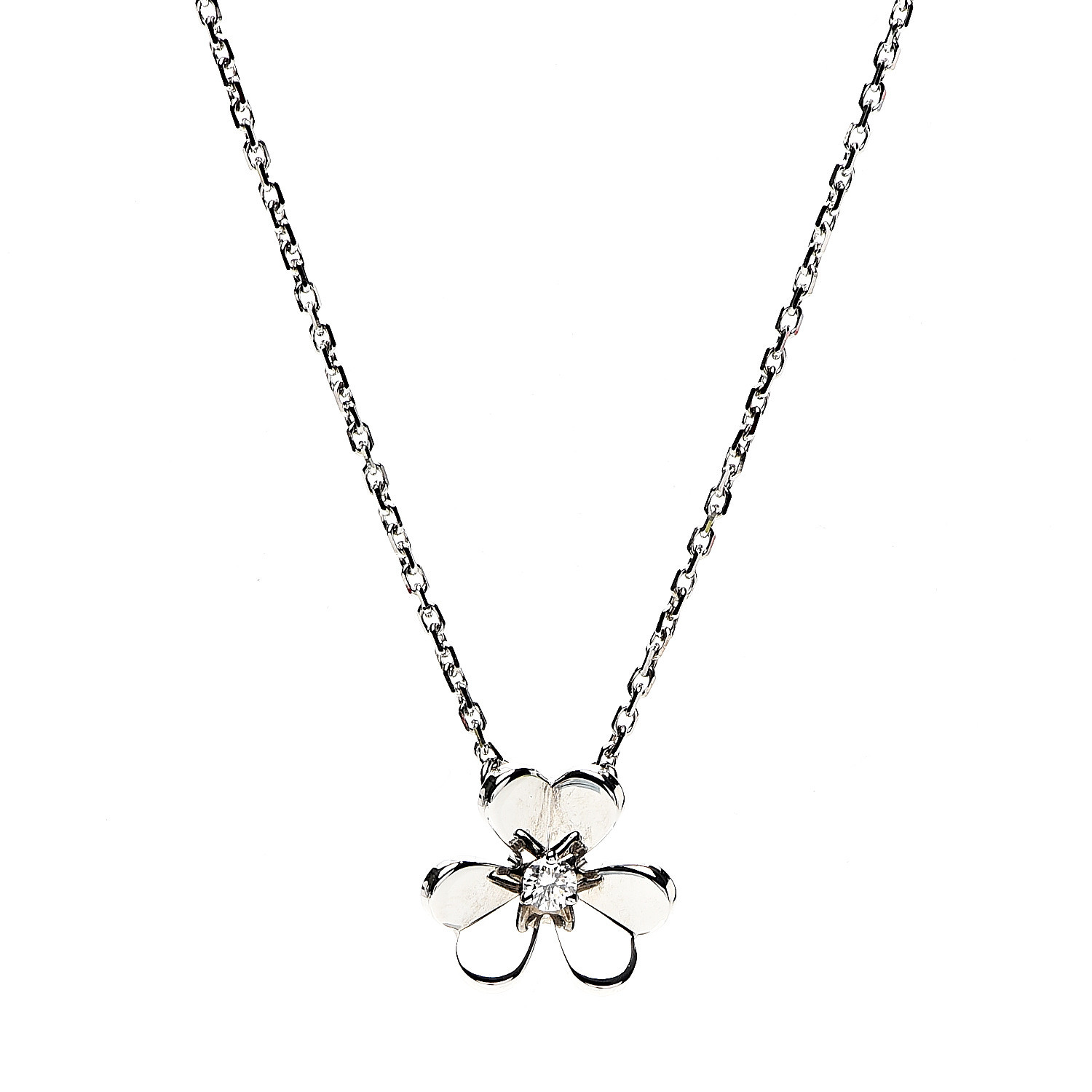 VAN CLEEF & ARPELS 18K White Gold Diamond Mini Frivole Pendant Necklace ...