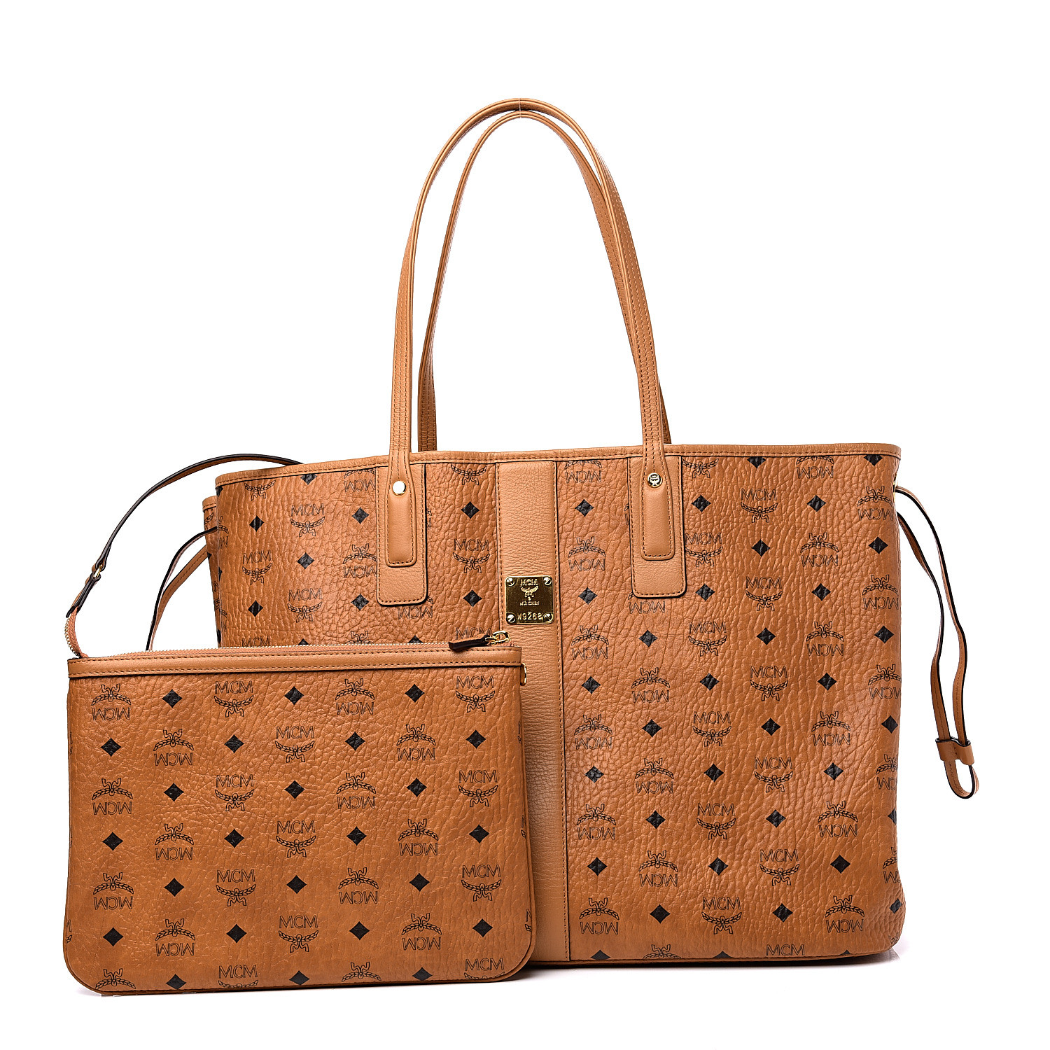 mcm liz large shopper bag cognac