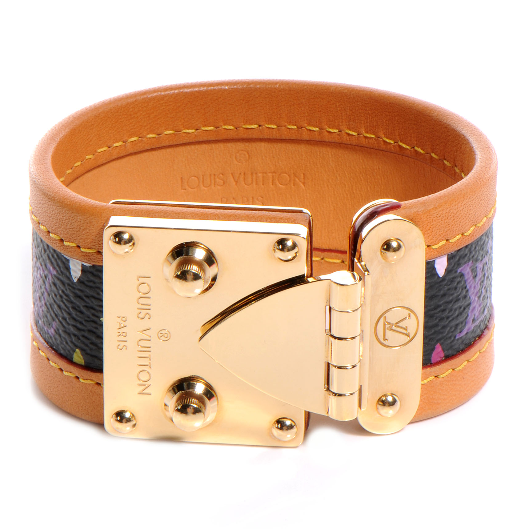 LOUIS VUITTON Multicolor S Lock Bracelet Black 57476