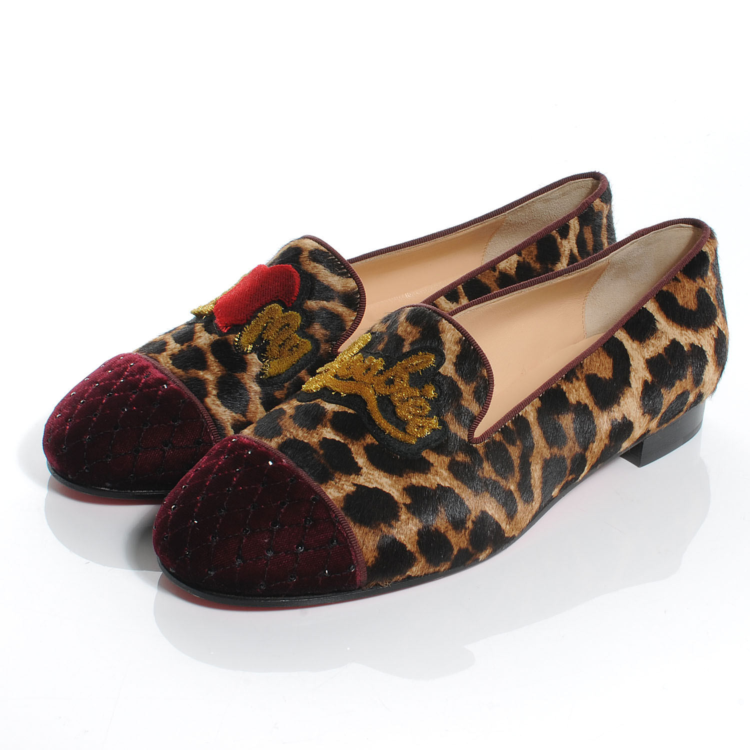 louboutin leopard loafers