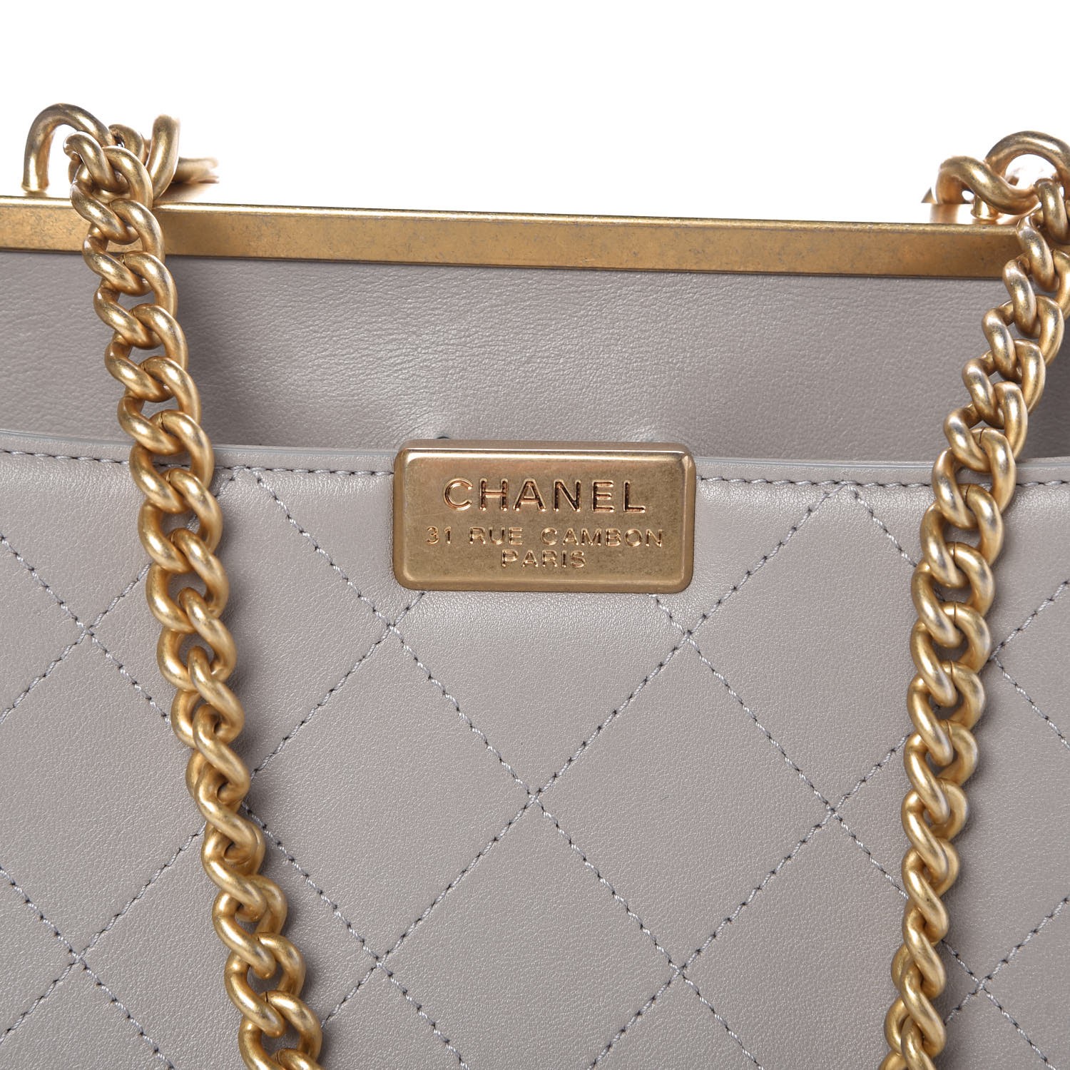 CHANEL Lambskin Quilted Small Coco Lux Flap Grey 332484 | FASHIONPHILE