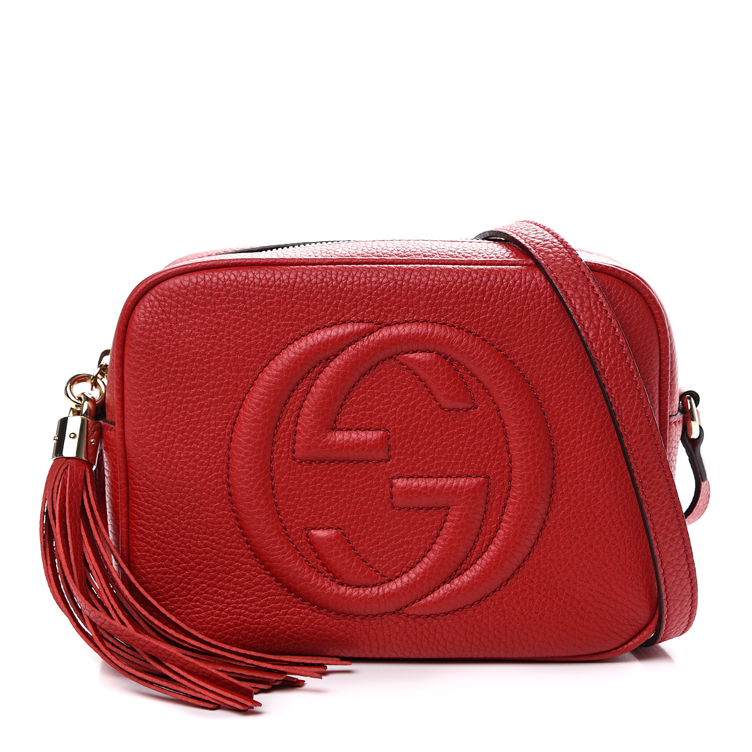 GUCCI Pebbled Calfskin Small Soho Disco Bag Tabasco Red 560764