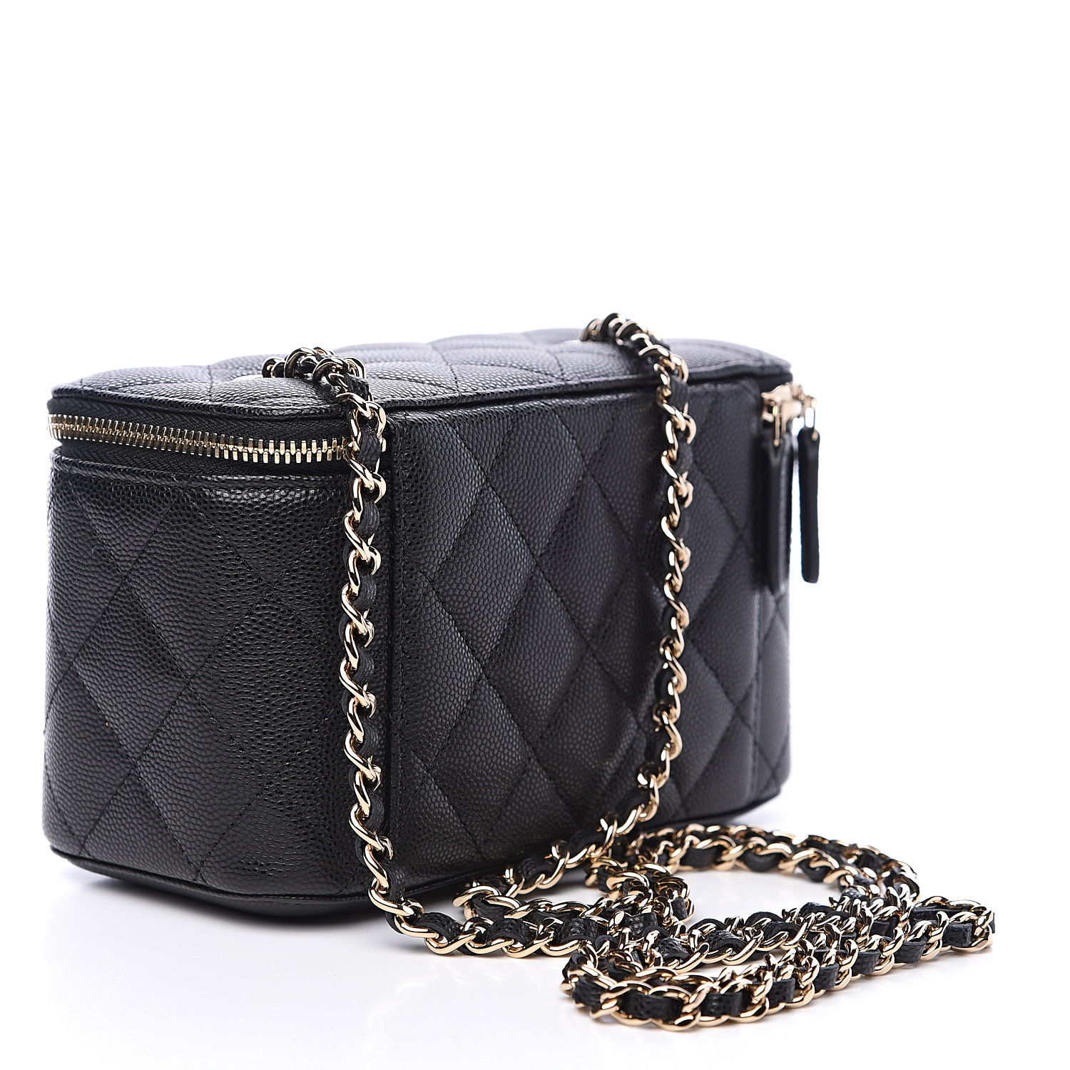 CHANEL Caviar Quilted Small Vanity Case With Chain Black 560504
