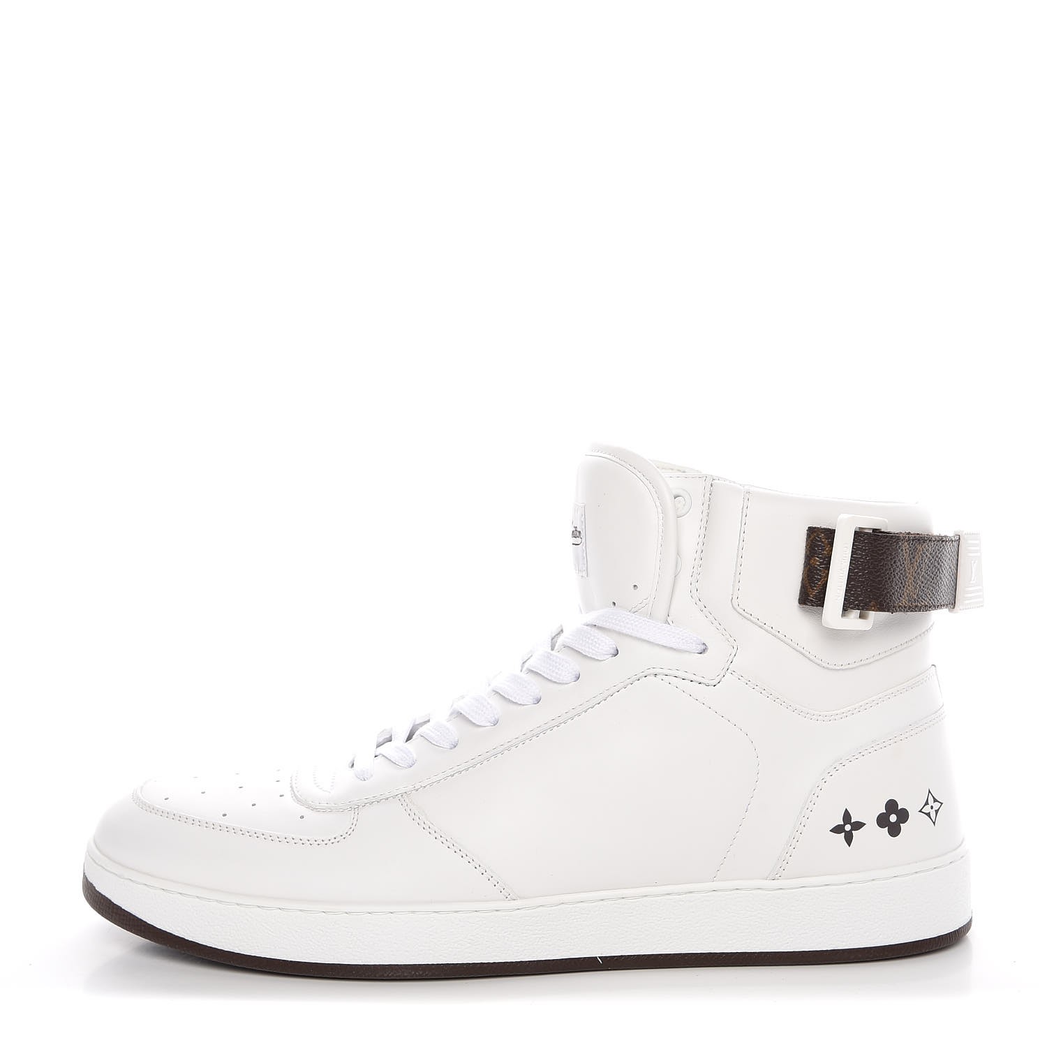 LOUIS VUITTON Calfskin Mens Rivoli High Top Sneakers 10 White 343074