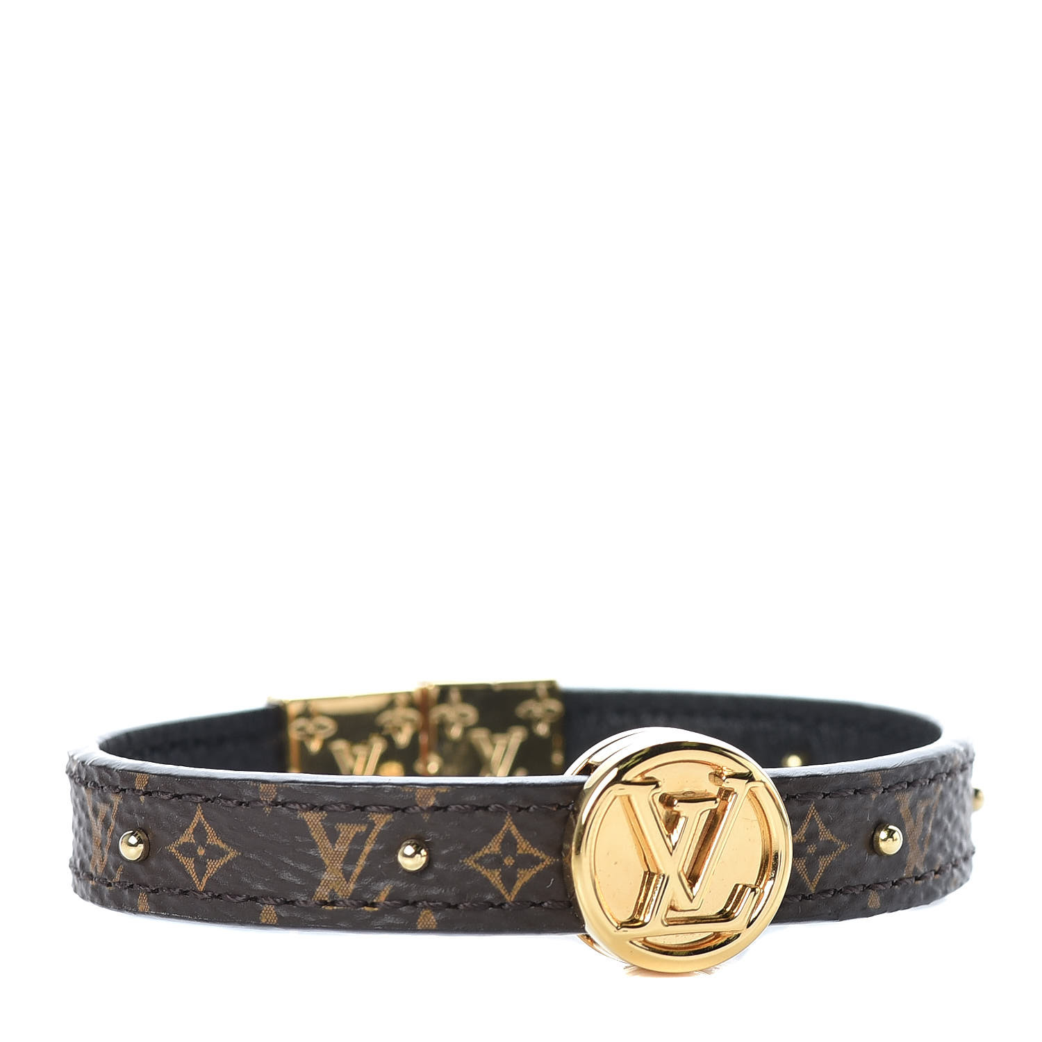 LOUIS VUITTON Monogram LV Circle Reversible Bracelet 17 Black 402779