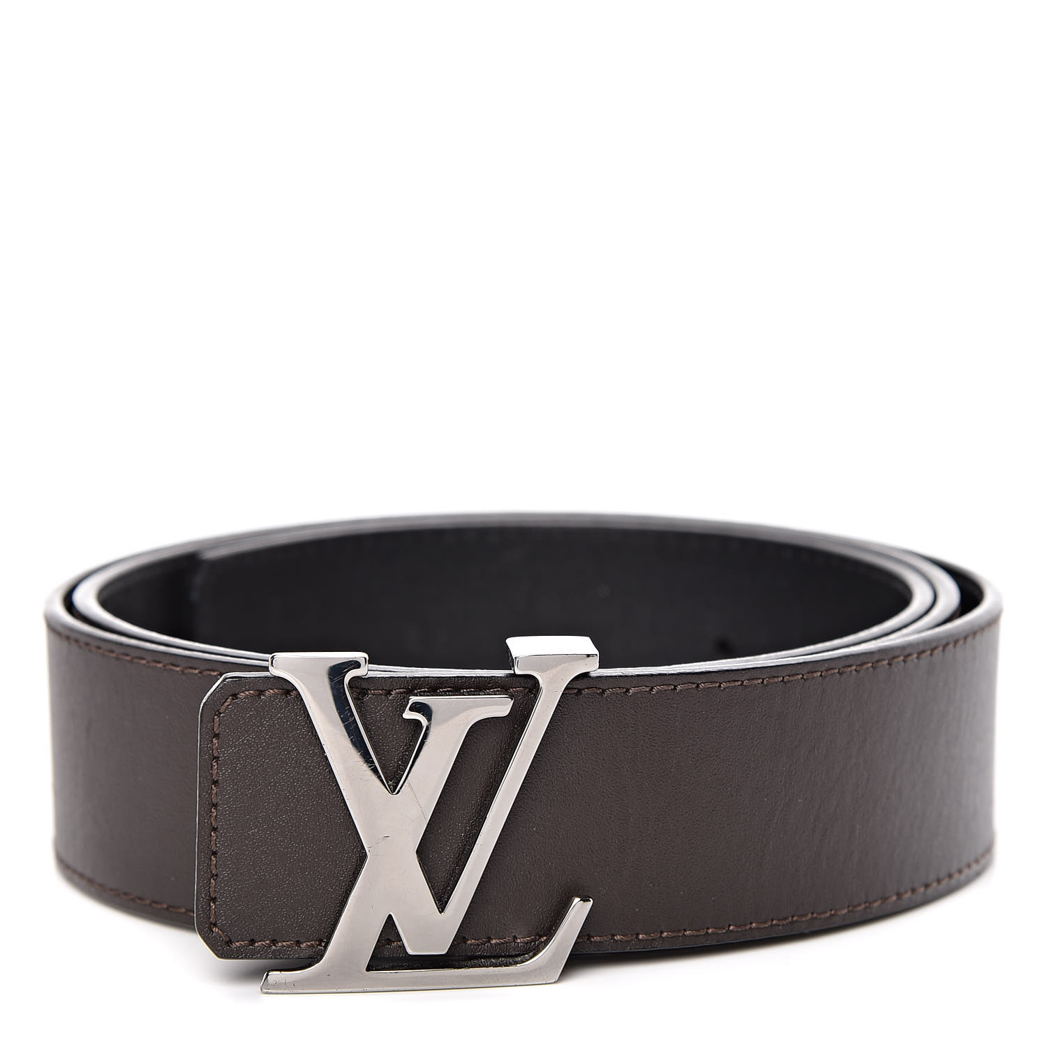 Louis Vuitton LV Initiales Silver Buckle Reversible Belt Damier Graphite  40mm Black Lining