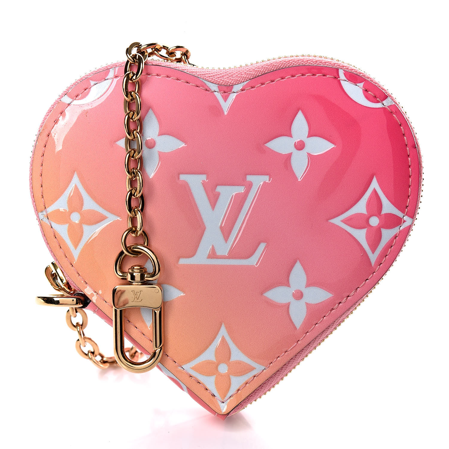 LOUIS VUITTON Vernis Gradient Love Lock Heart Coin Purse Pink White 430835
