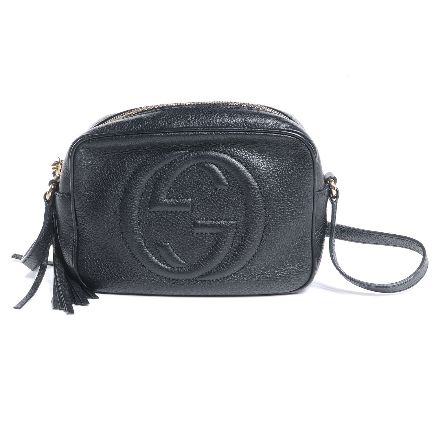 GUCCI Leather Small Soho Disco Bag Black 49850