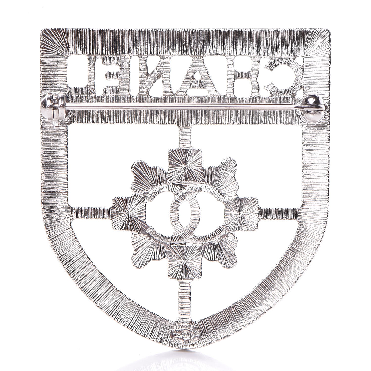 chanel shield brooch