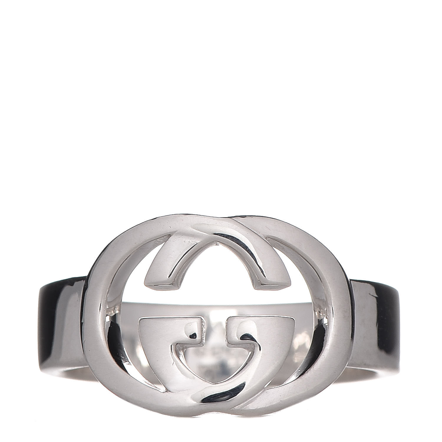 GUCCI Sterling Silver Interlocking G Ring 51 5.75 422395