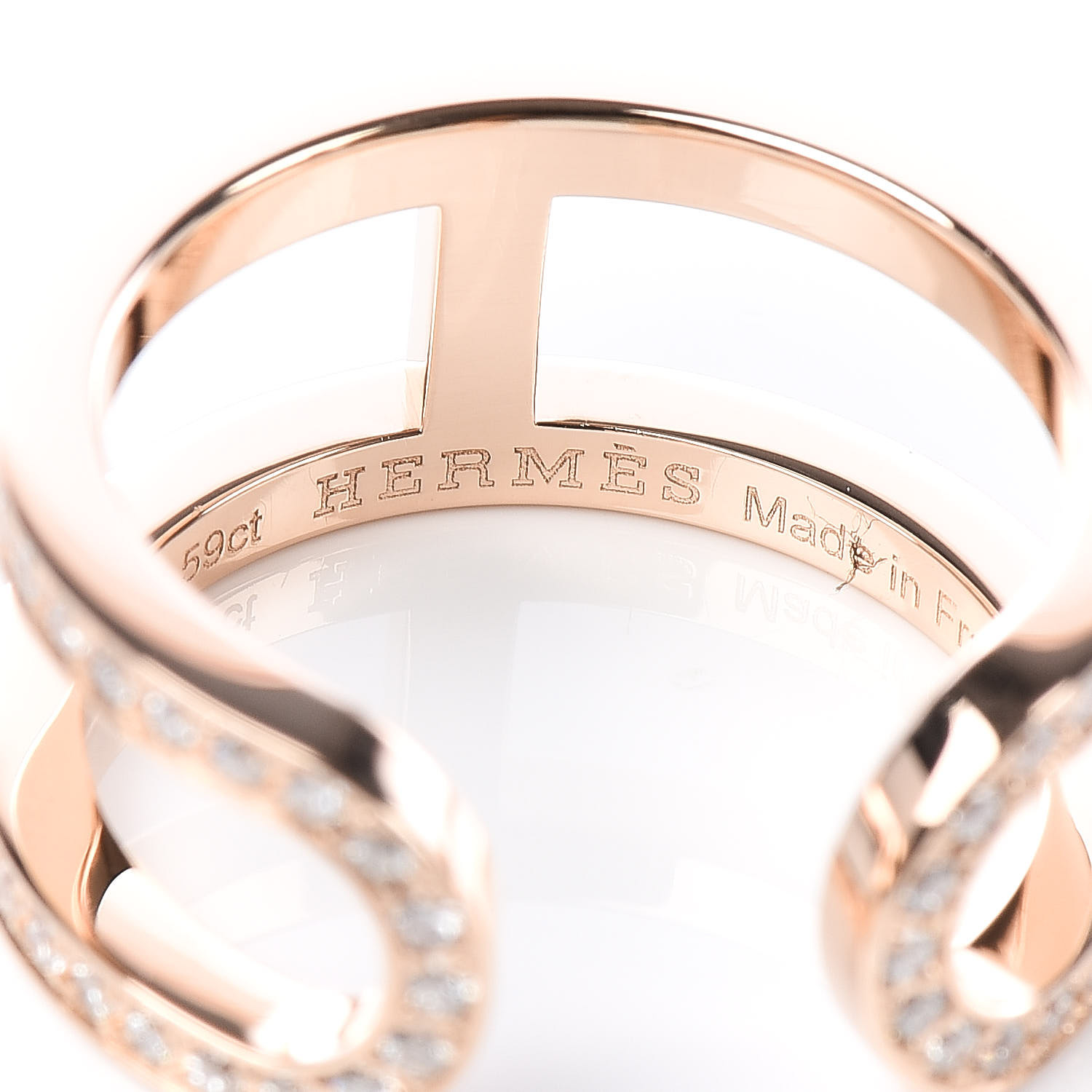 HERMES 18K Rose Gold Diamond Ever Chaine D'Ancre Ring 51 5.75 507773