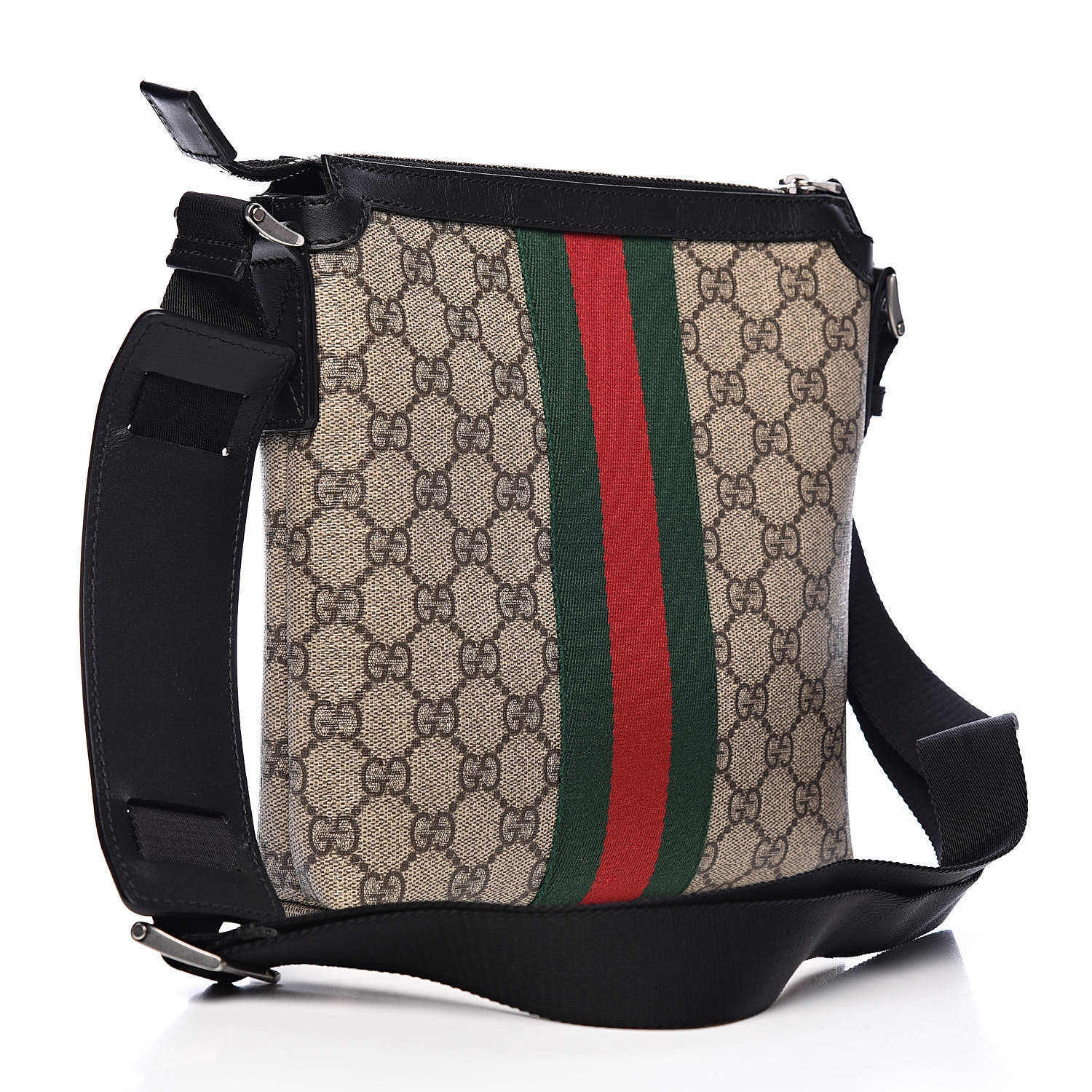 GUCCI GG Supreme Monogram Web Messenger Bag Black 501159