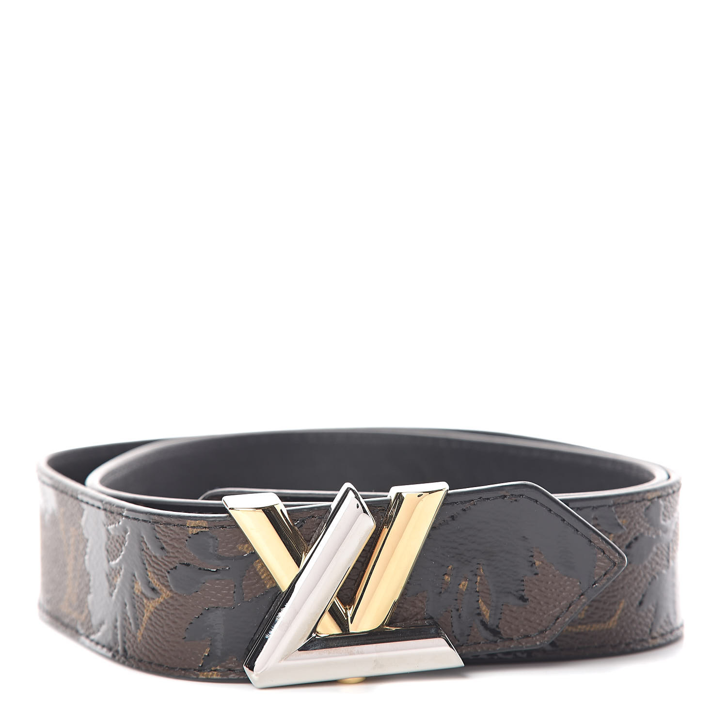 LOUIS VUITTON Monogram Blossom 35mm LV Twist Belt 80 32 Black 508420