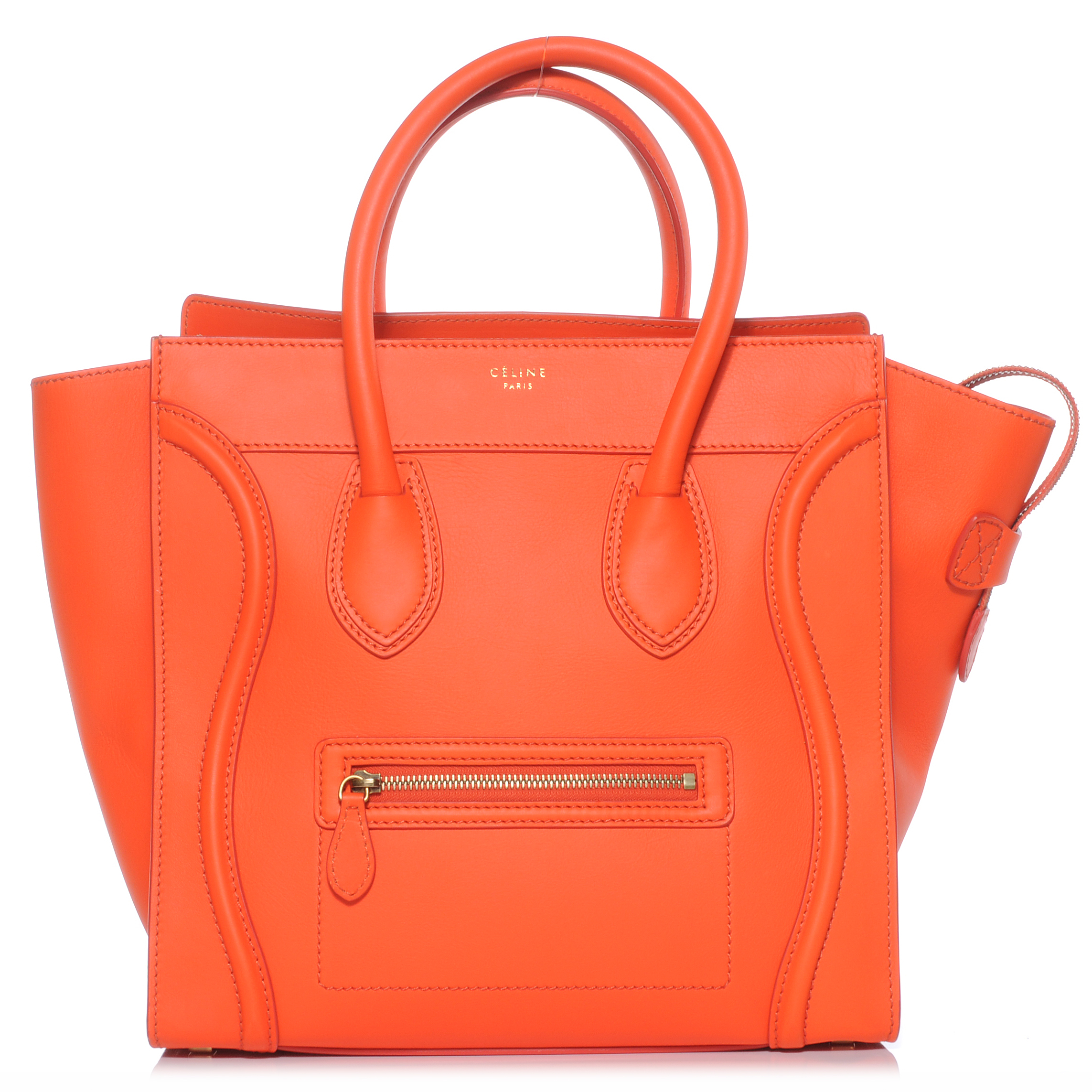 CELINE Smooth Leather Mini Luggage Bright Orange 43047