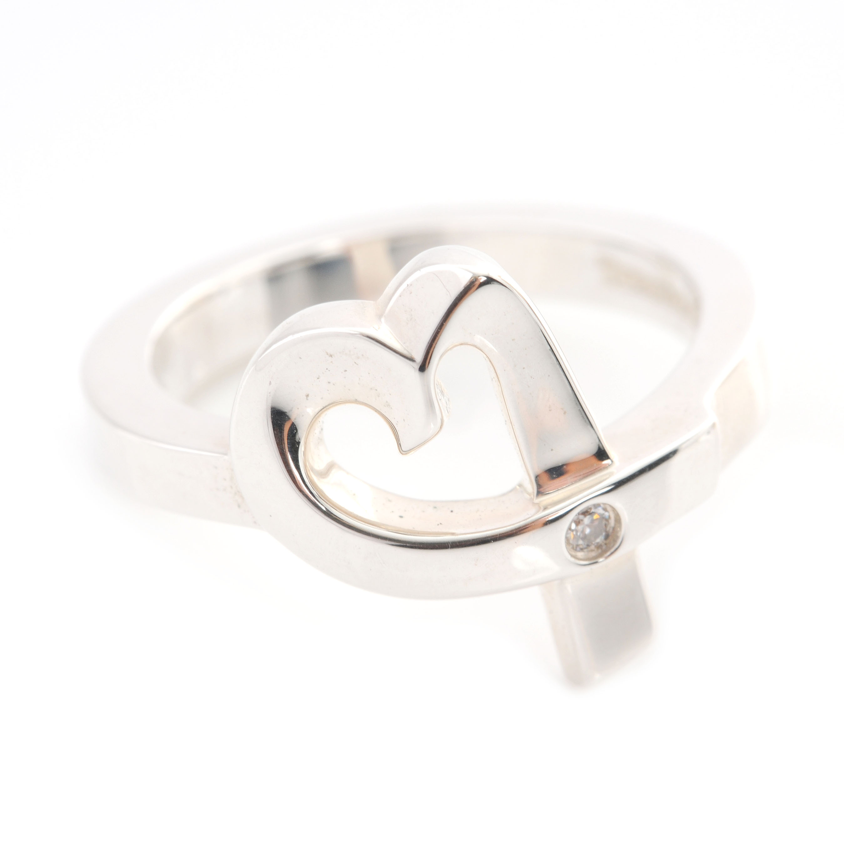 TIFFANY Sterling Silver Paloma Picasso Diamond Loving Heart Ring 5.5 43606